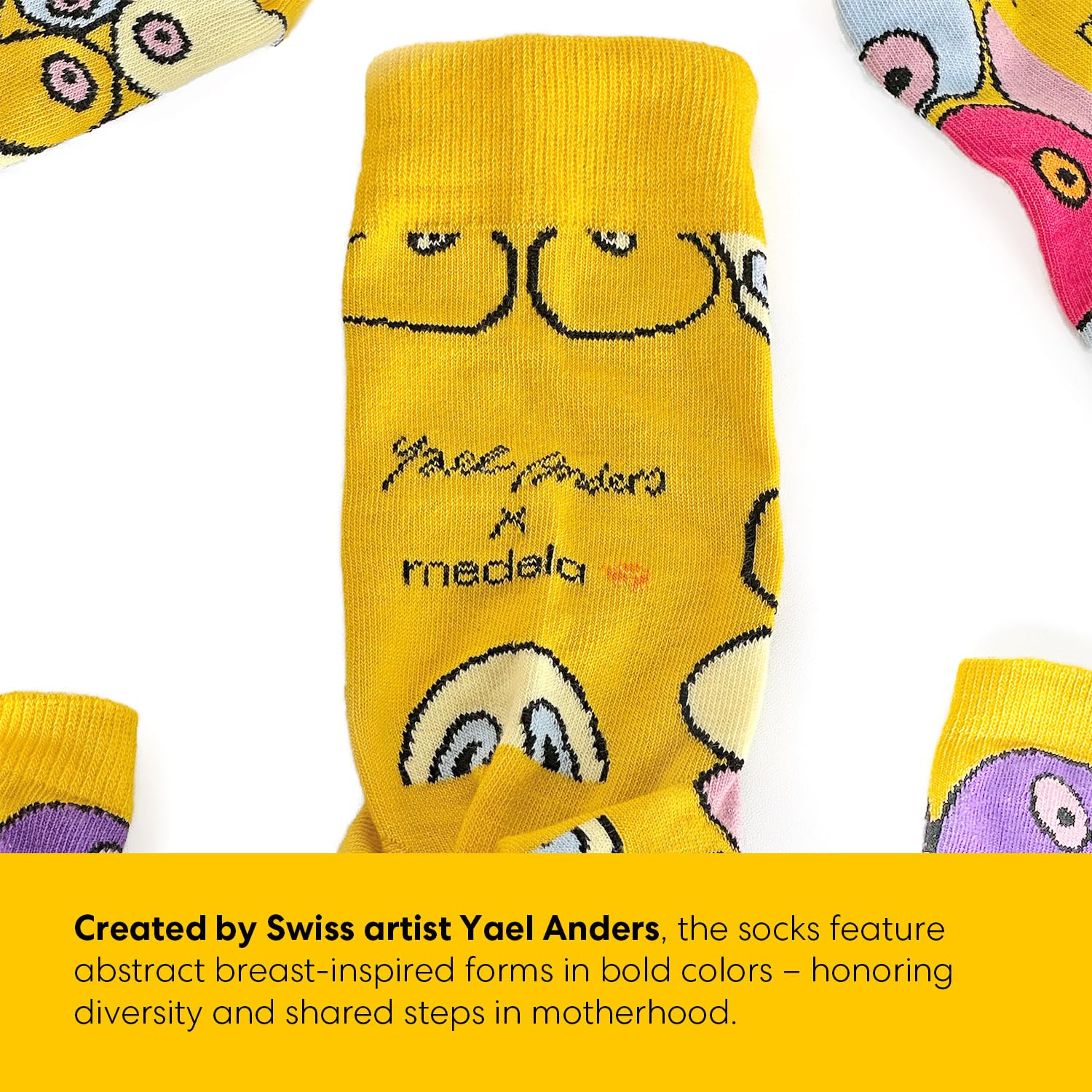 Medela Matching Mom-Baby Socks, Yellow, EU 37-40 - Image 4