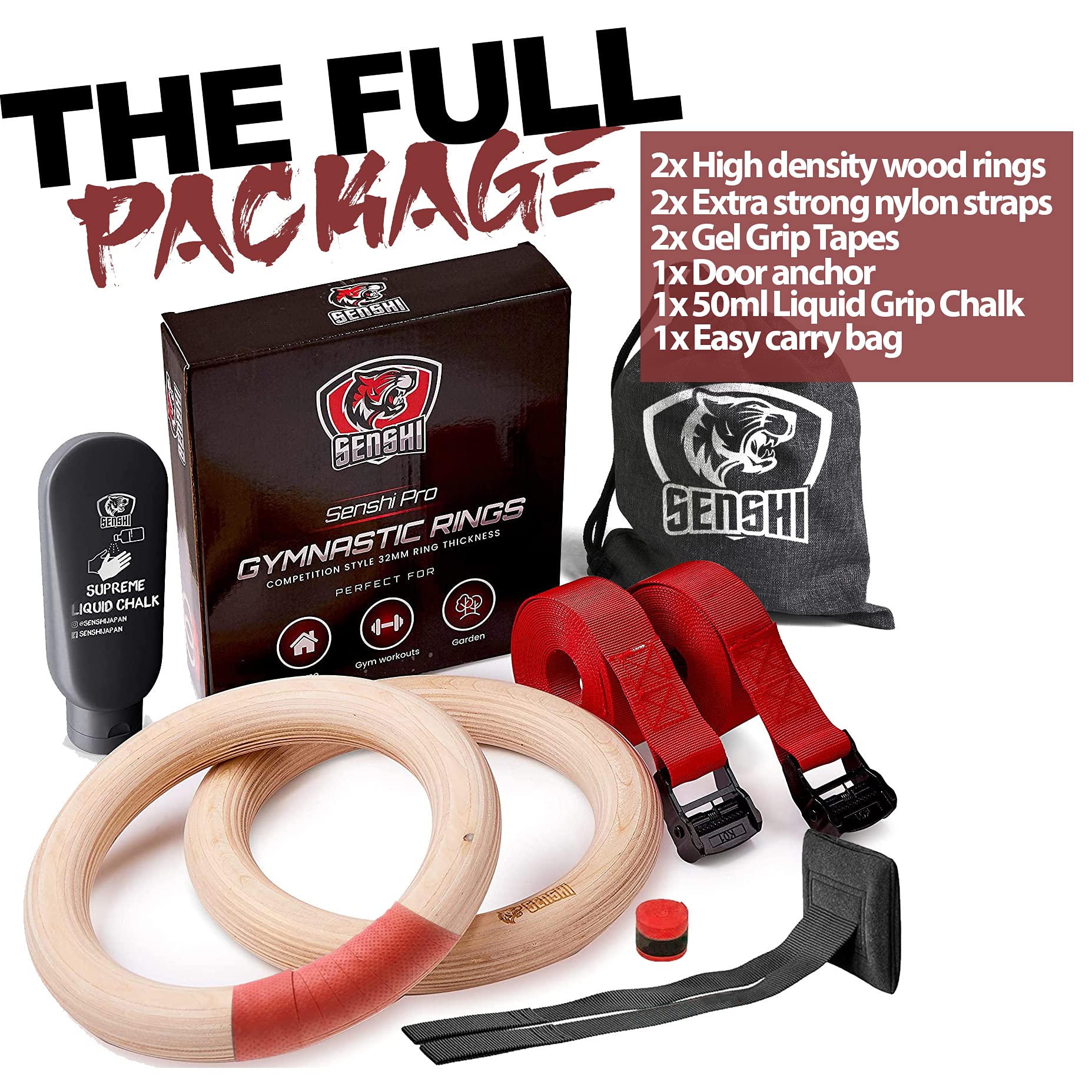 Buy 𝗧𝗛𝗘 𝟮𝟬𝟮𝟭 𝗪𝗜𝗡𝗡𝗘𝗥* Wooden Gymnastics Rings With XXL Straps, Olympic