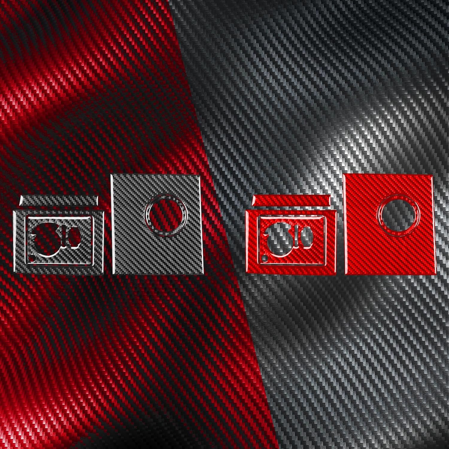 Car Headlight Switch+Rear Trunk Door Switch Panel Sticker Set Real Red Carbon Fiber Auto Interior Accessories Compatible with Dodge Charger SE/SXT/R/T&Daytona R/T&SRT-8 2008 2009 2010-Type B