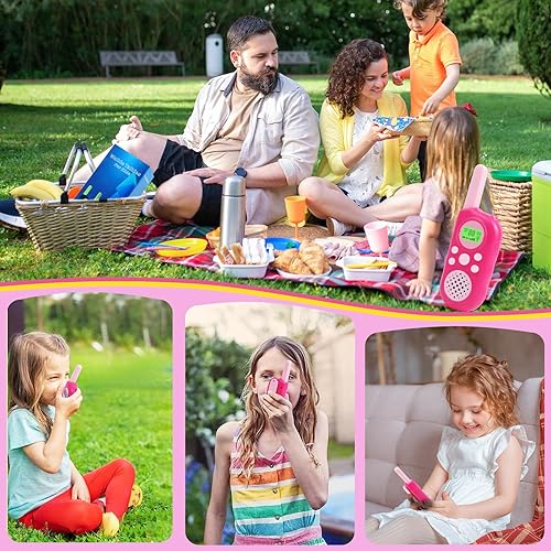 Miniatura 7 de Walkie Talkies para niños de 22 canales de largo alcance 2 vías de radio juguetes para 3 a 12 edades con luz flash LCD, regalos de cumpleaños para