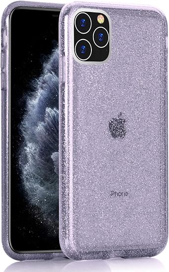 BAISRKE Clear Glitter Case for iPhone 11 Pro Max, Hybrid Heavy Duty Protection Case Hard Plastic & Soft TPU Sturdy Shockproof Armor High Impact Resistant Cover for iPhone 11 Pro Max [Lavender]