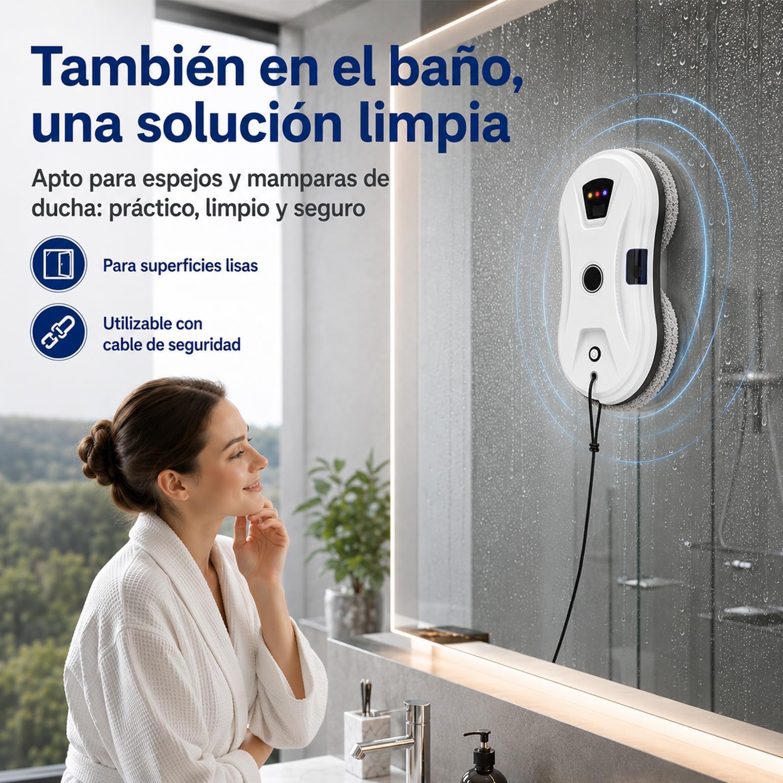 Roboclean Osmo Limpiacristales,Roboclean Osmo Cristales,3 Modos Automáticos,Doble Sistema De Fregado En Espiral,para Ventanas,Azulejos