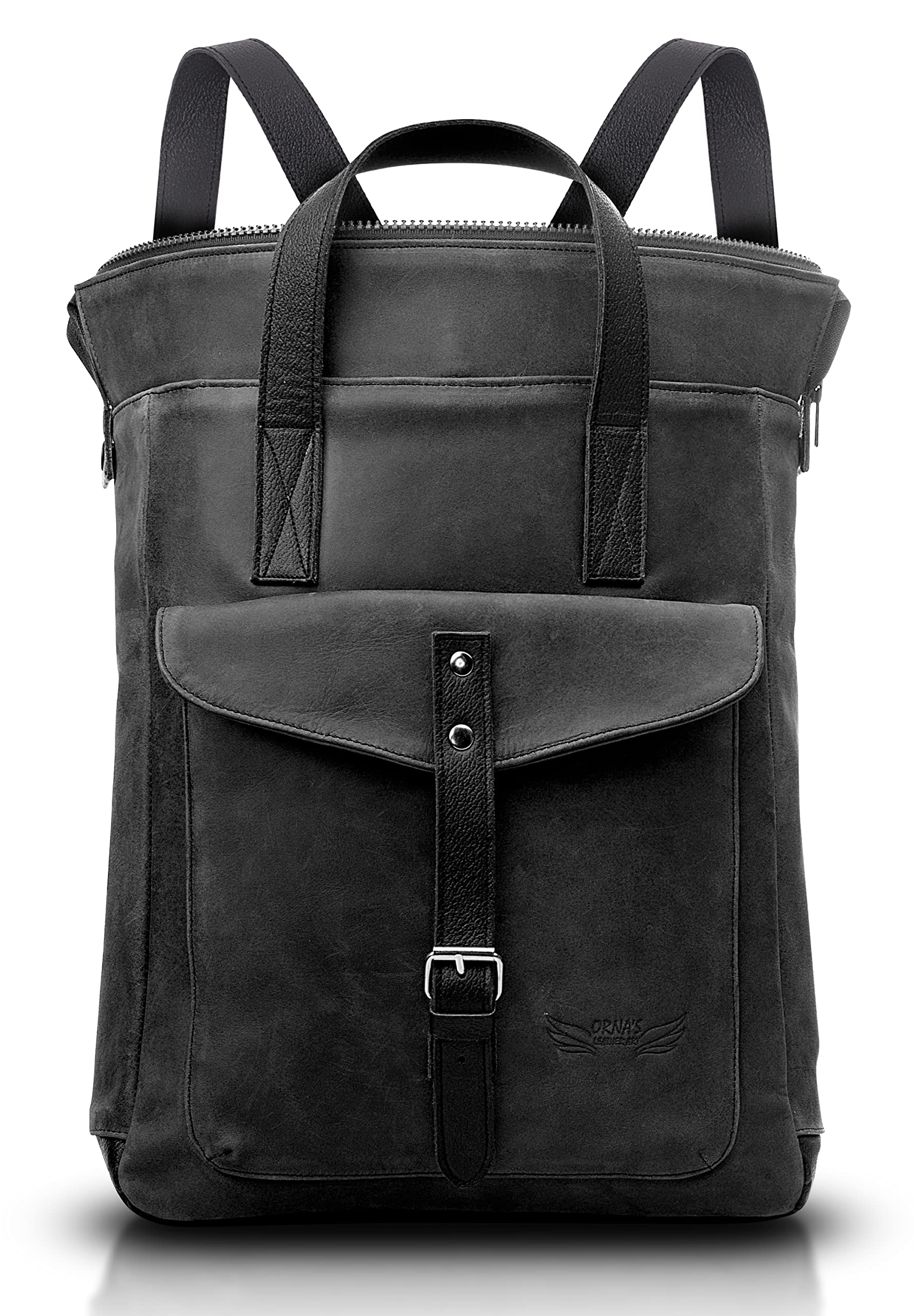 ORNA'S LEATHER ART | SWAN Everyday leather backpack for Women, Black