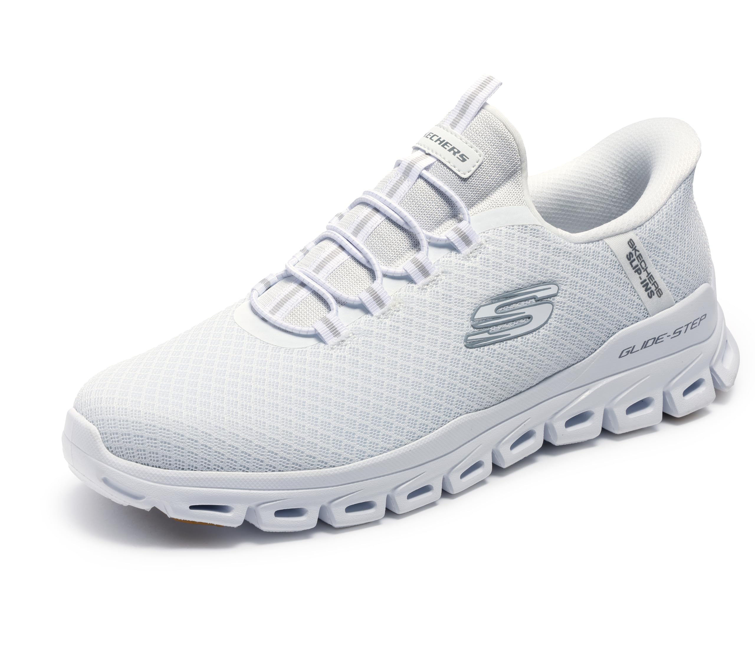 Skechers Mens Glide-Step Noxus Cushioned Stretch Trainers - White - UK10.5
