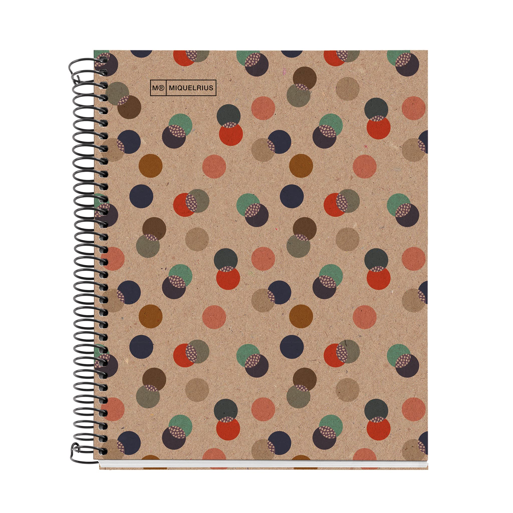 Miquelrius - Cuaderno A5, Cuadrícula 5 mm, Papel reciclado de 80 g/m², 80 Hojas de un color, Cuaderno reciclado, Espiral, Cuaderno cuadriculado, Eco Confetti
