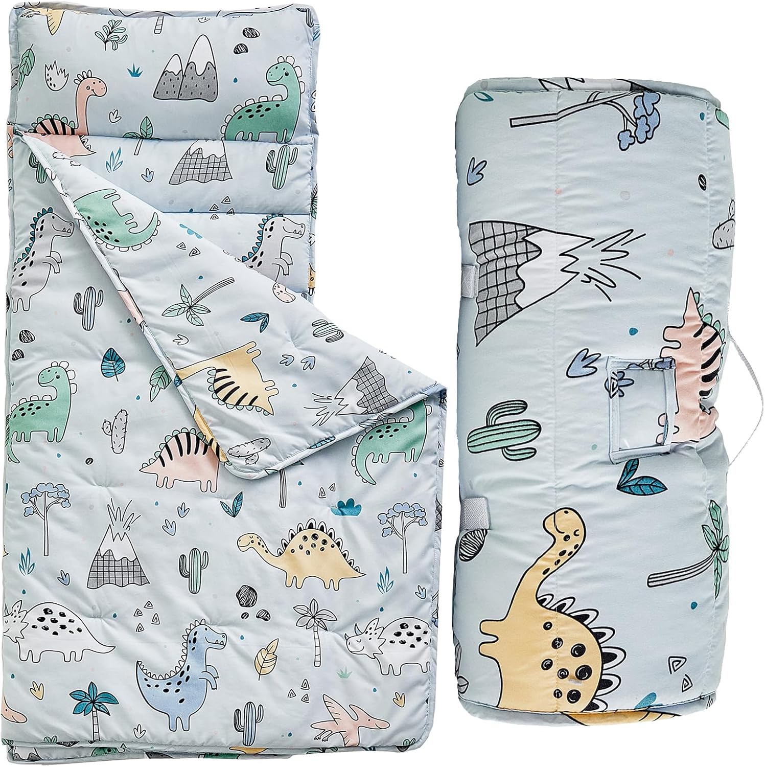 Toddler Nap Mat with Removable Pillow,Ultra Soft Slumber Bags for Girls,Kids Sleeping Bags with Roll Up Design, Perfect for Preschool,Daycare,Kindergarten