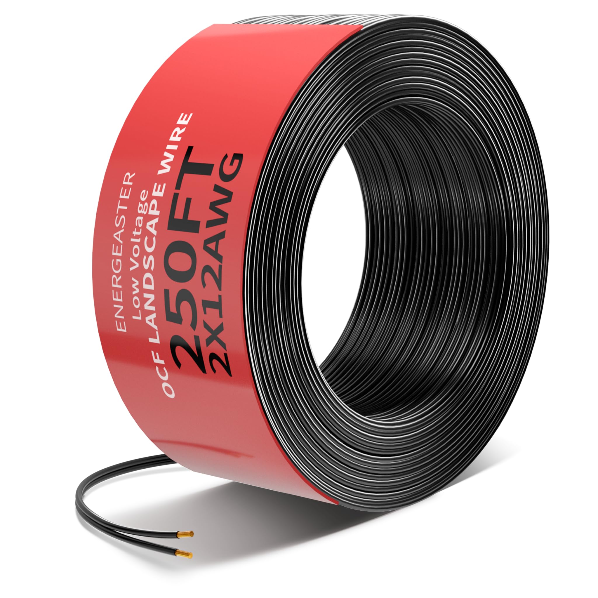 Energeaster 250 Feet 12 Gauge Wire, 12/2 Low Voltage Landscape Lighting Copper Wire - Outdoor Direct Burial - 12-Gauge 2-Conductor for Low Voltage Landscape Lighting