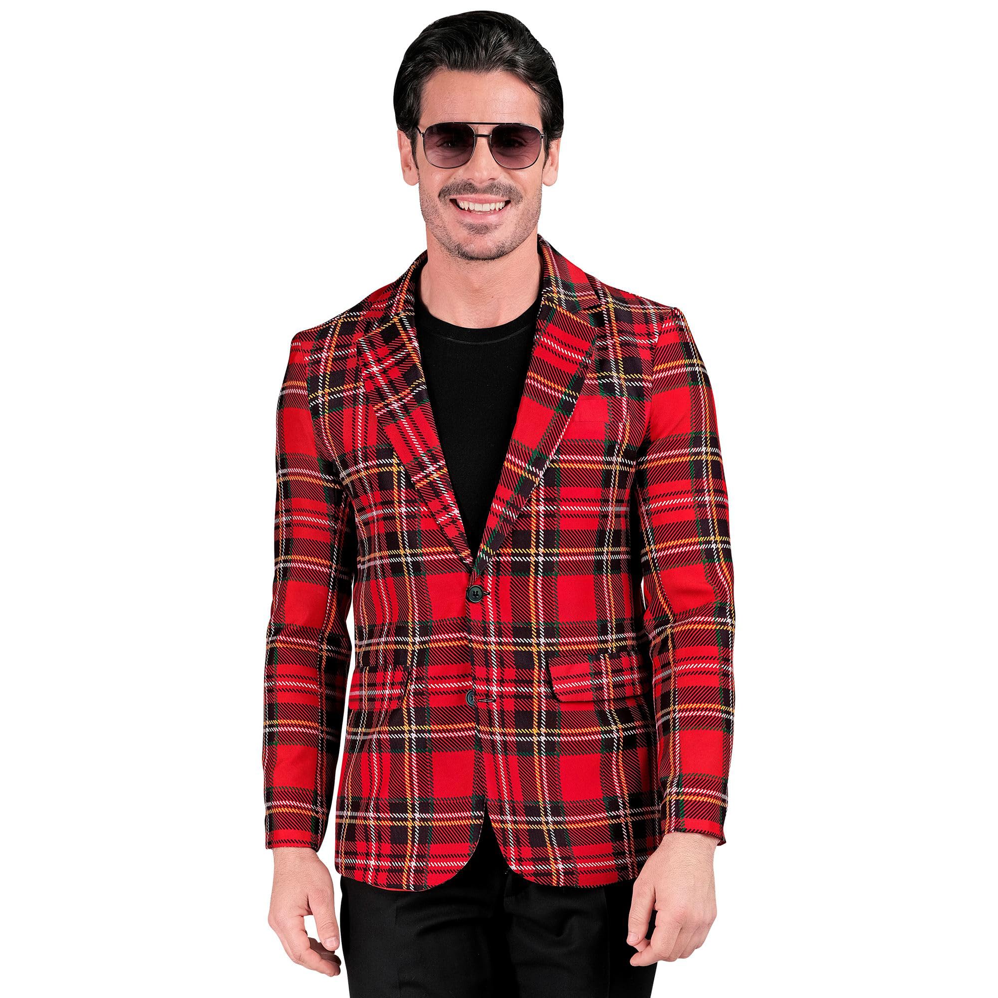 WIDMANN - Party Fashion Jacket Tartan Pattern Showman Scotland Disco Fever Casino Theme Party
