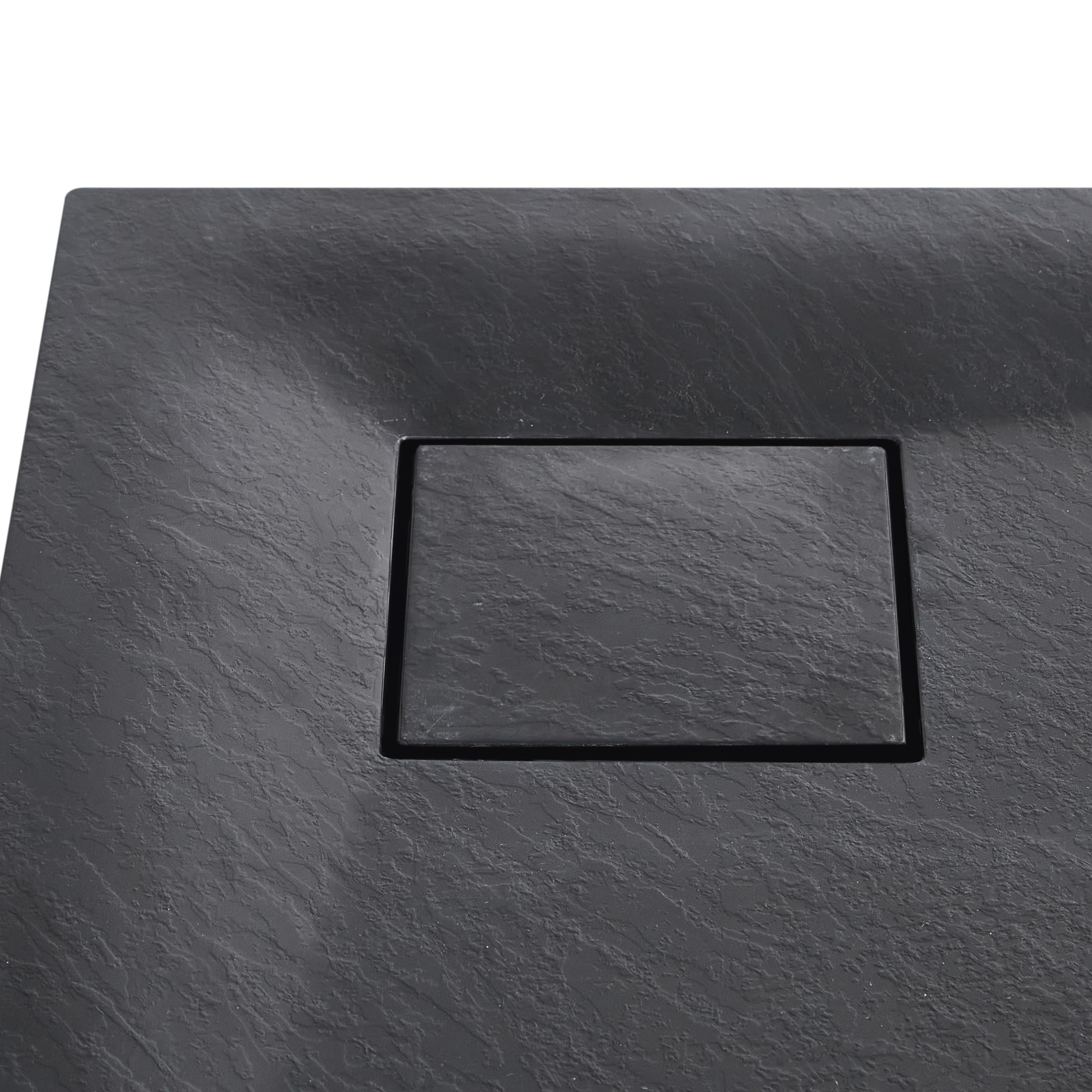 Brodzik prysznicowy z syfonem z materiały SMC czarny efekt naturalnego kamienia 90 x 90 x 3 cm Paron
