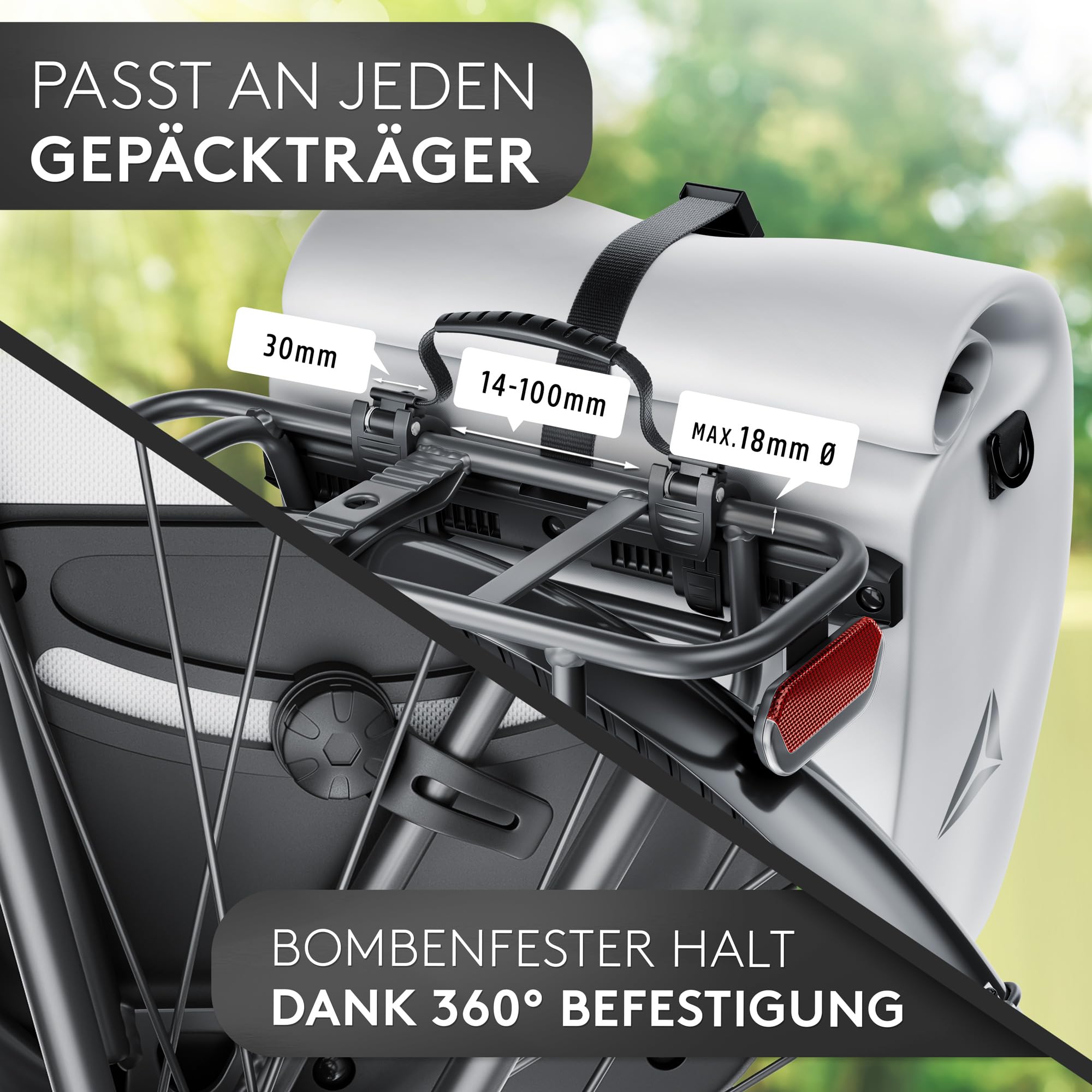FREITHAL - Vollreflektierende Fahrradtasche für Gepäckträger [27L] - Verwendbar als Gepäckträgertasche & Umhängetasche - 100% wasserdichte & Reflektierende Fahrradtasche Gepäckträger - Bike Bag