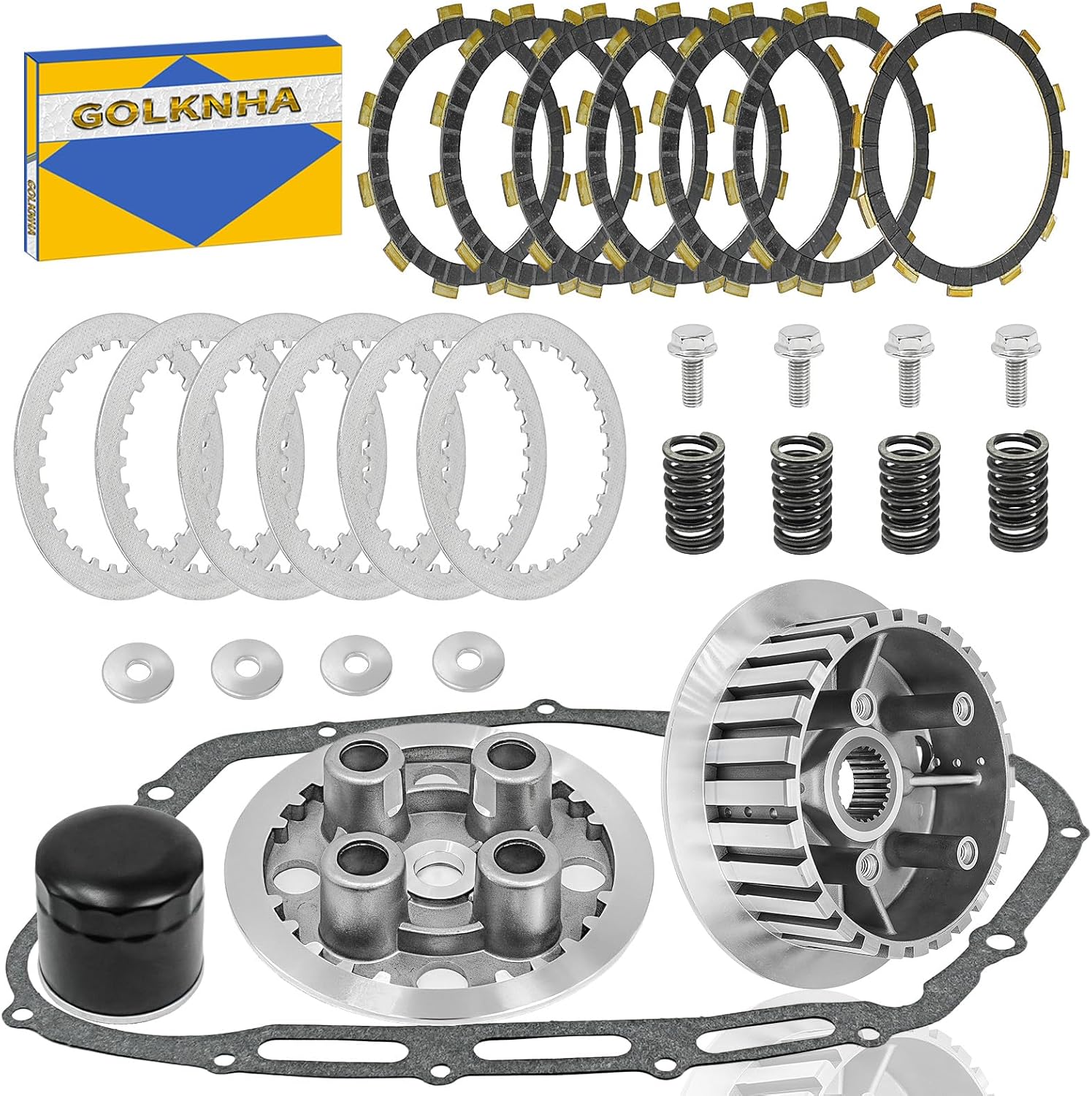 Clutch Kit & Friction Steel Plate with Outer Pressure Center Inner Hub for Suzuki Intruder 800 VS800GL/GLV 700 VS700GLP VS700GLF GL VS700GLEP VS700GLEF GLE 750 VS750GLP Boulevard S50 VS800