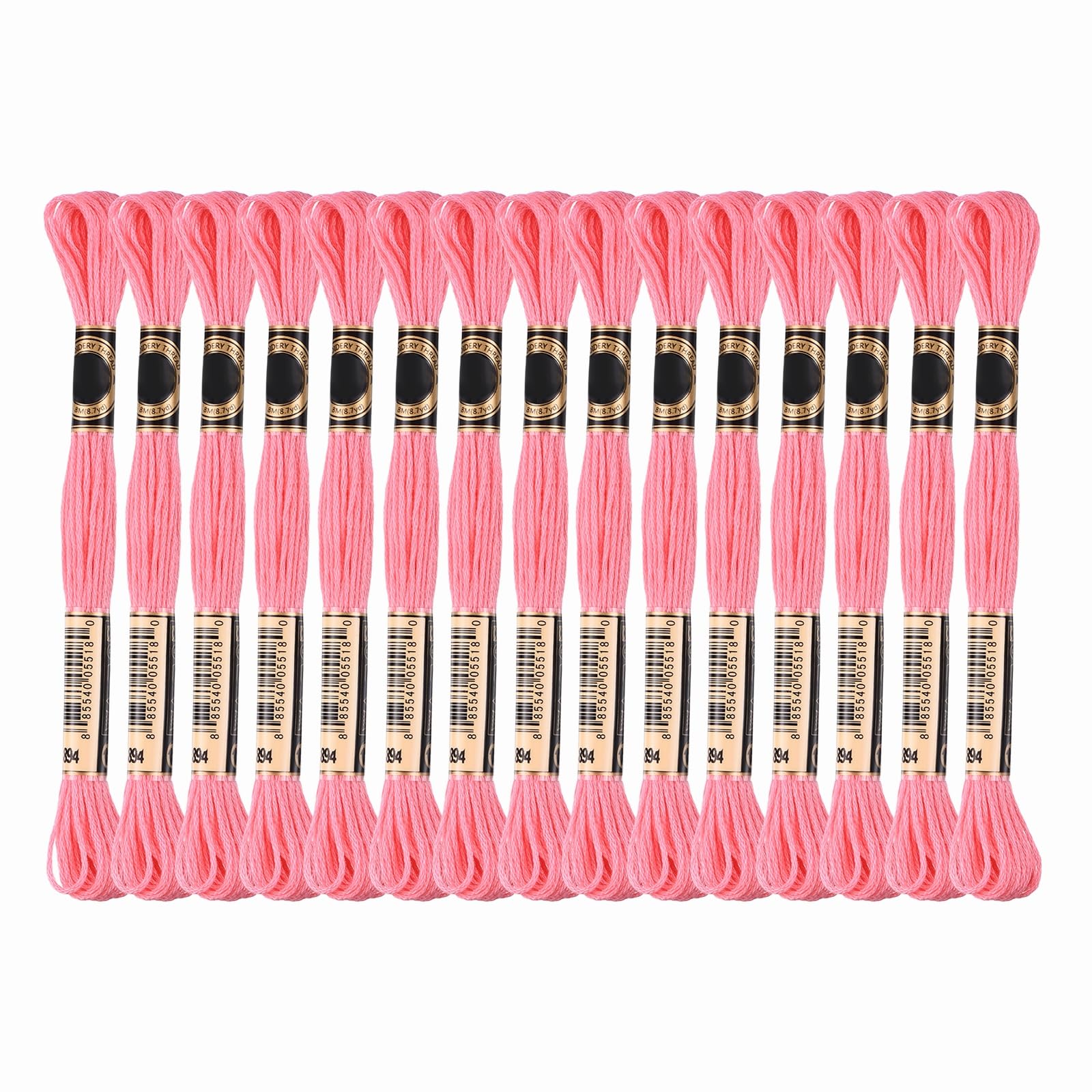 PATIKIL 15 Skeins Embroidery Floss, Solid Colors Polyester Embroidery Threads Friendship Bracelets String for Cross-Stitch Hand Embroidery, Pink