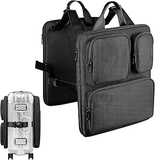 [HannaFires] Luggage Harness - Luggage Hanging Bag, Length is Adjustable to Fit Luggage Size, Easy Access to Necessities such as Cell Phone, Electronics, Toiletry Pouch (Black), Black - 3 Layer