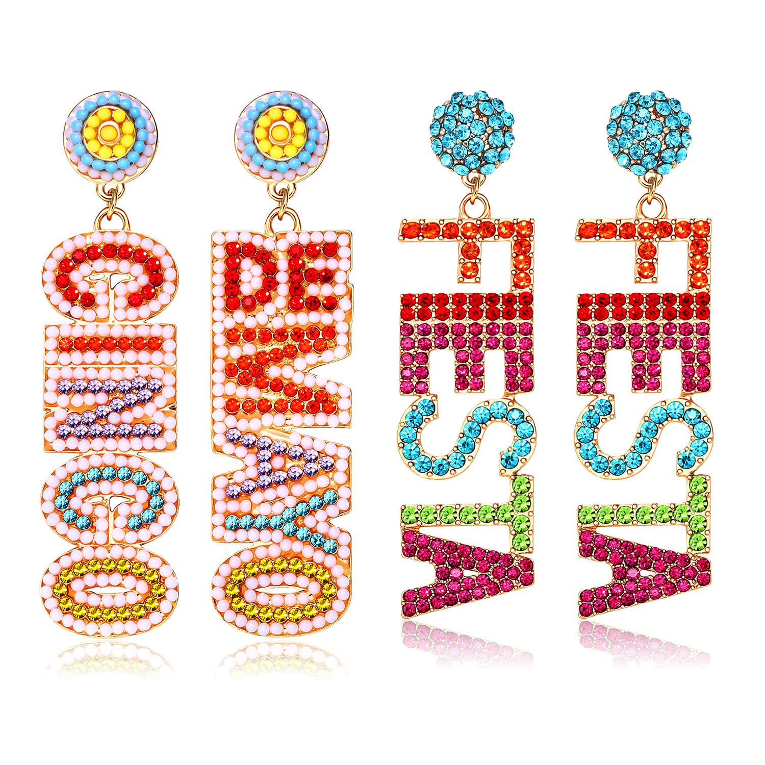 PHALIN2 Pairs Mexican Earrings for Women, Beaded Fiesta Earrings Cinco De Mayo Earrings Statement Piñata Sombrero Chili Earrings Mexican Independence Day Earrings Holiday Jewelry Gifts