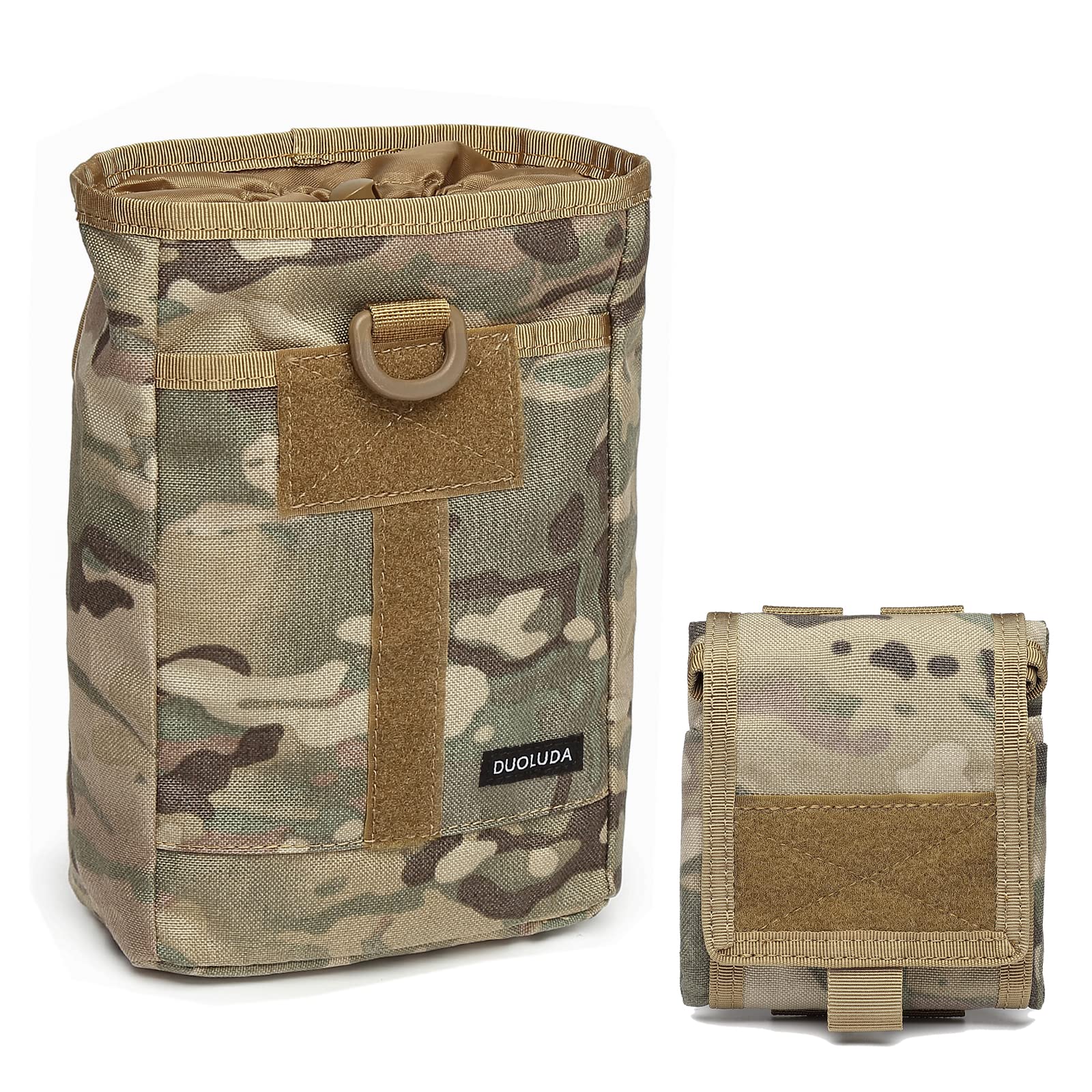 DUOLUDA Tactical Folding Dump Pouch Utility Tool Bag Military Molle Drawstring Ammo Magazine Pouch-EDC Drop Bag for Ammo, Magazines, Range Shooting, Hunting, Outdoor Sports