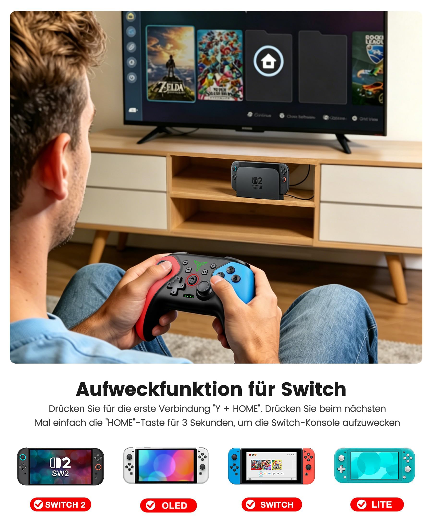 HASACOOL Switch Controller wireless per Nintendo Switch 2/Switch/OLED/Lite/PC/Android/iOS, Switch Pro Controller con pulsanti posteriori programmabili, Turbo, Wake-up, Gyro, 1000 mAh, set da 2 con