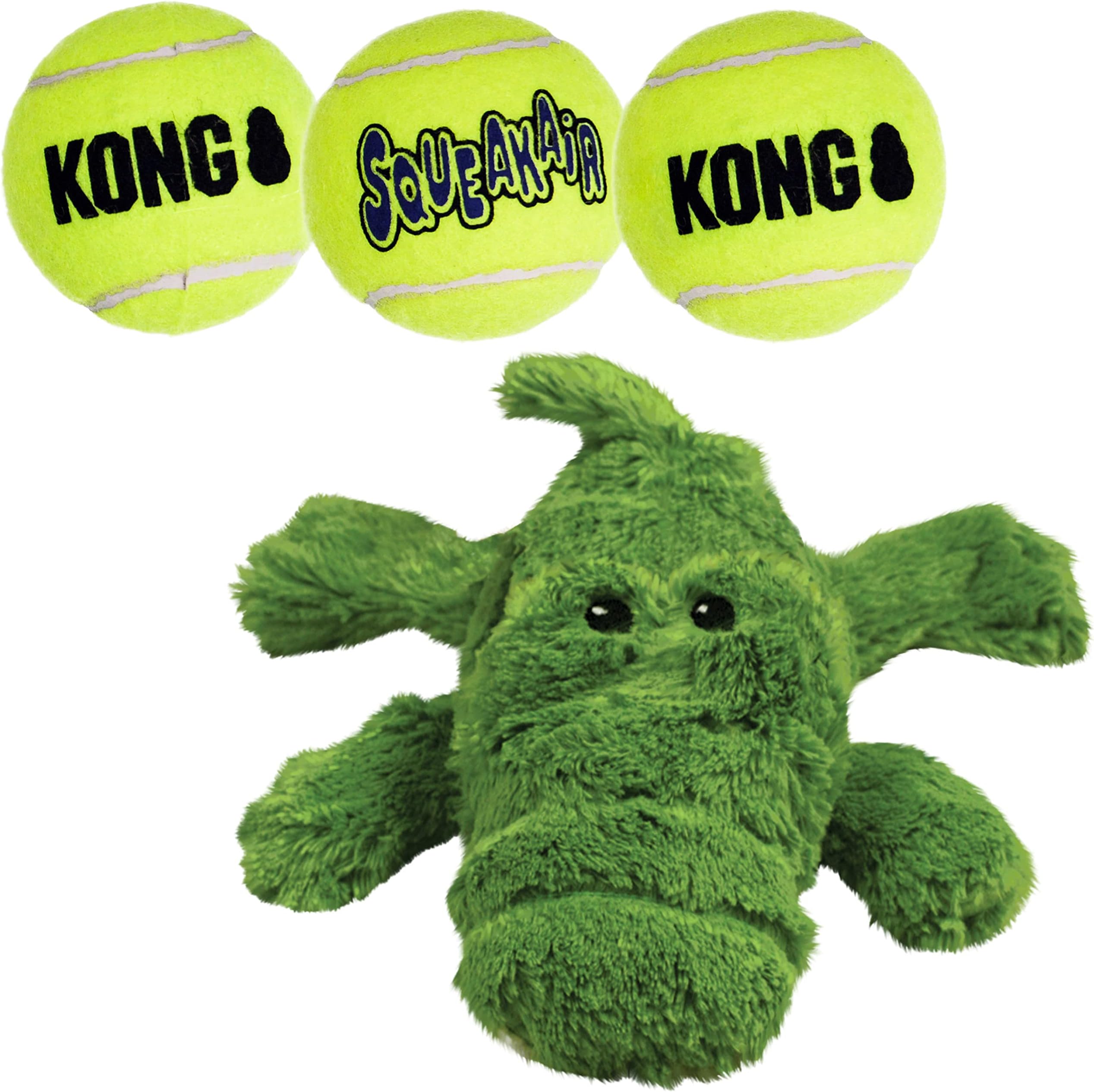 Pet Supplies KONG Cozie Ali The Alligator and 3 SqueakAir Balls Fun