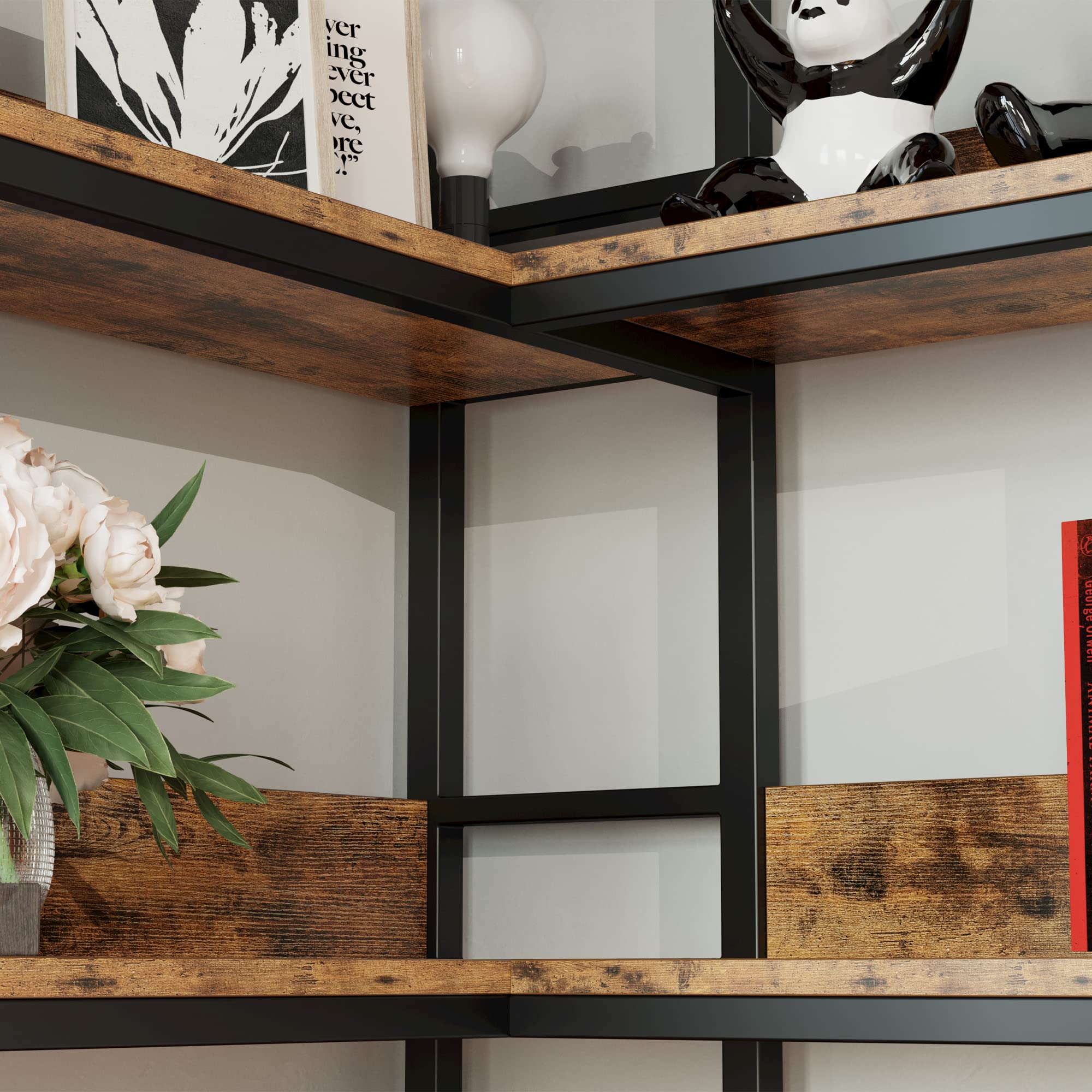 Snapklik.com : IRONCK Industrial Bookshelves 5 Tiers Corner Bookcases