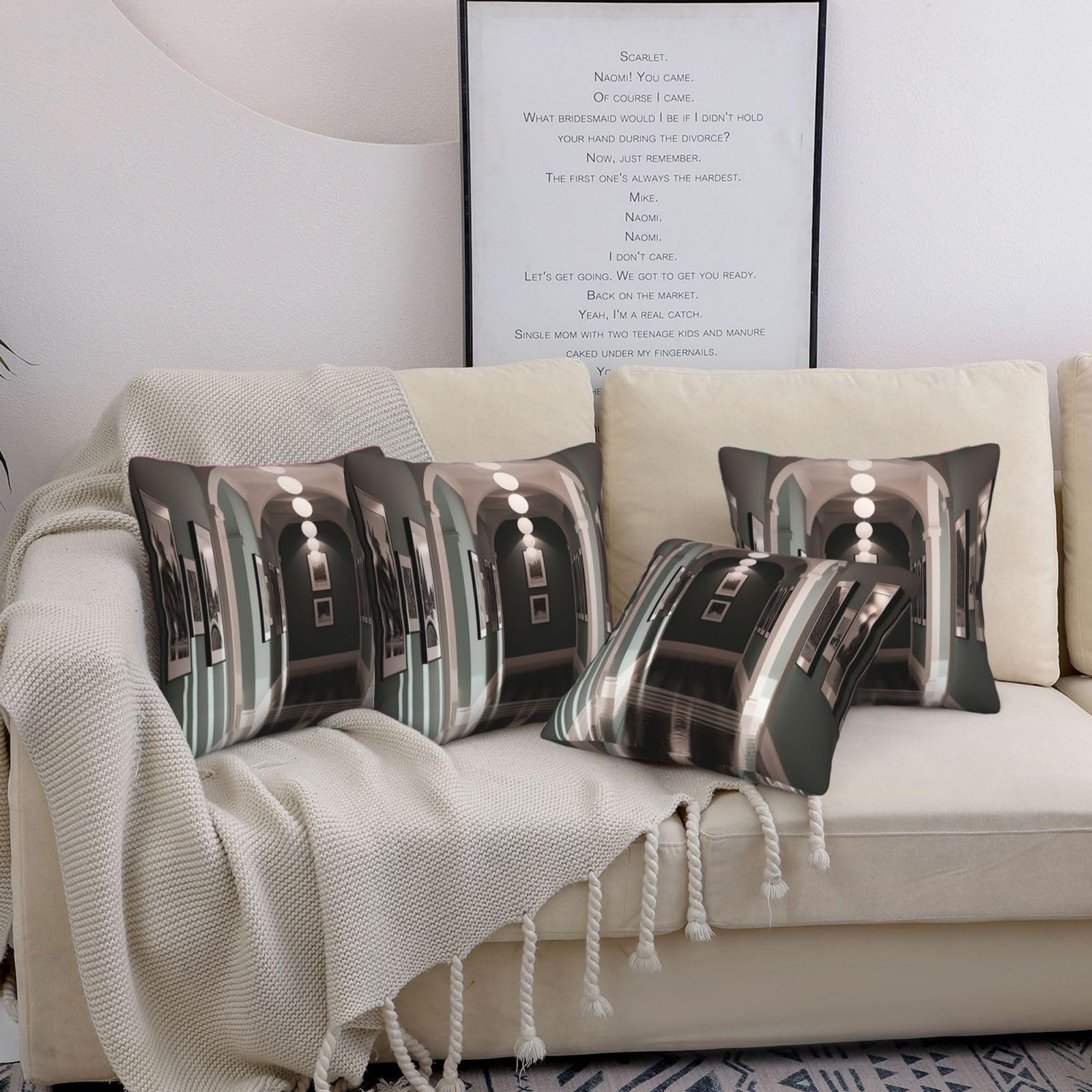Housses de coussin rustiques pour canapé, salon et chambre en lot de 4 carrées 50x50cm