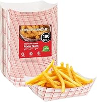 Vista 20 de Mini botes de papel para alimentos (paquete de 250) bandejas desechables de papel a cuadros rojos y blancos de 0.25 libras, bandejas de papel