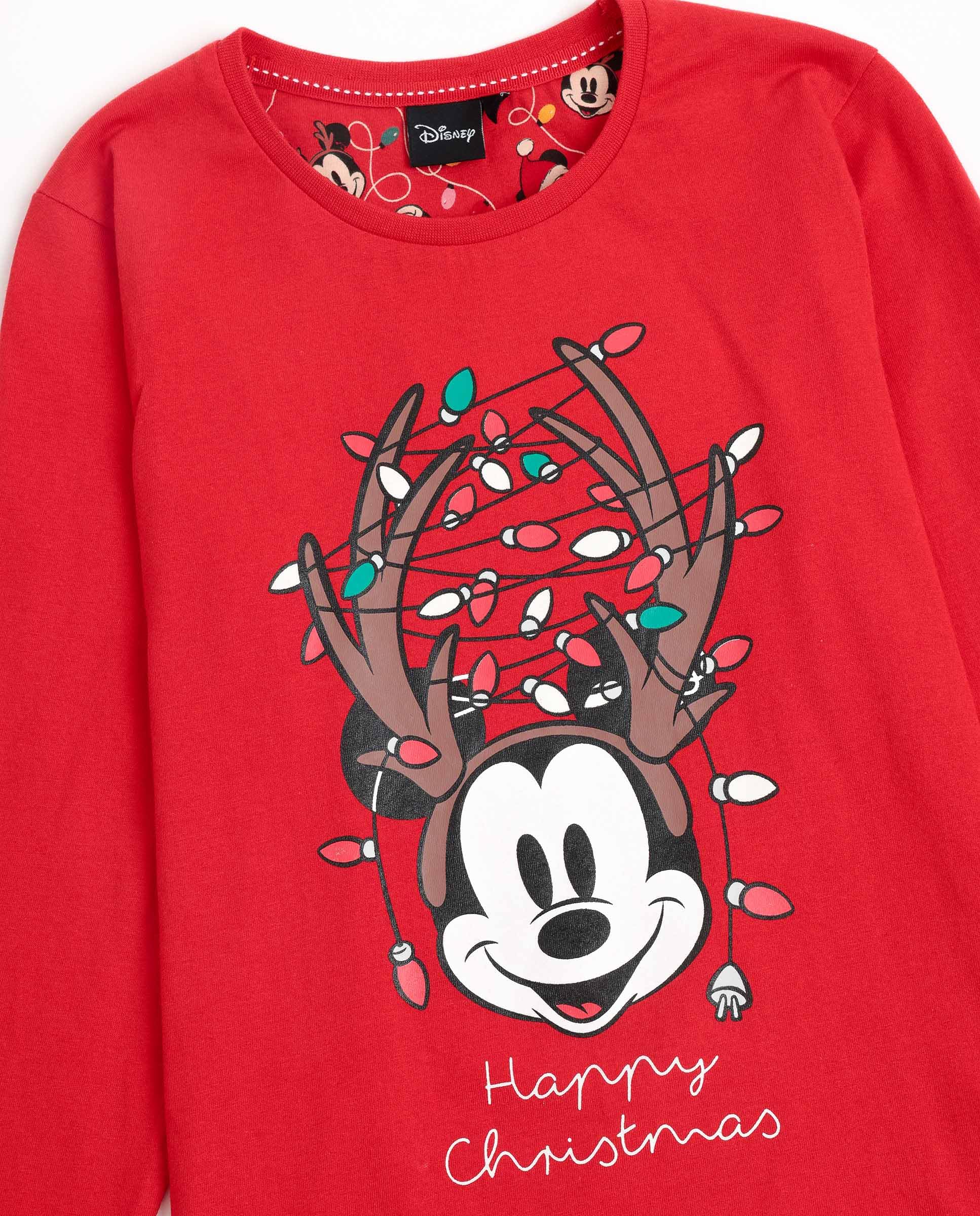 Disney Pigiama Bambina Natalizio in Caldo Cotone Non Felpato Art. 62689 (IT, età, 12 Anni, Regular, Rosso)