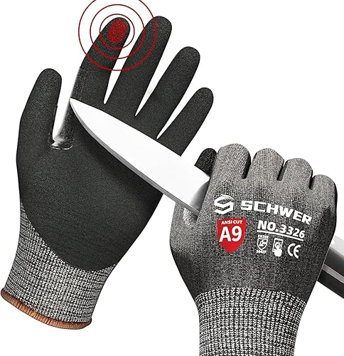 Schwer ProGuard PR3326 - Guantes de trabajo resistentes a cortes, protección extrema, ANSI A9, pulgar reforzado, antideslizantes, transpirables,