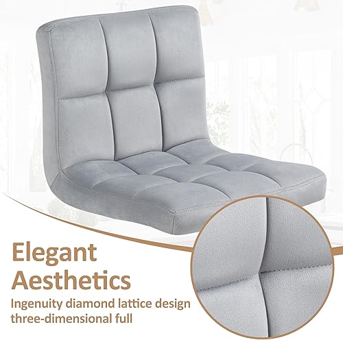 Miniatura 33 de Finnhomy Juego de 2 taburetes de bar de altura de mostrador, taburetes de bar giratorios con reposapiés y respaldo grueso en forma de L, sillas de