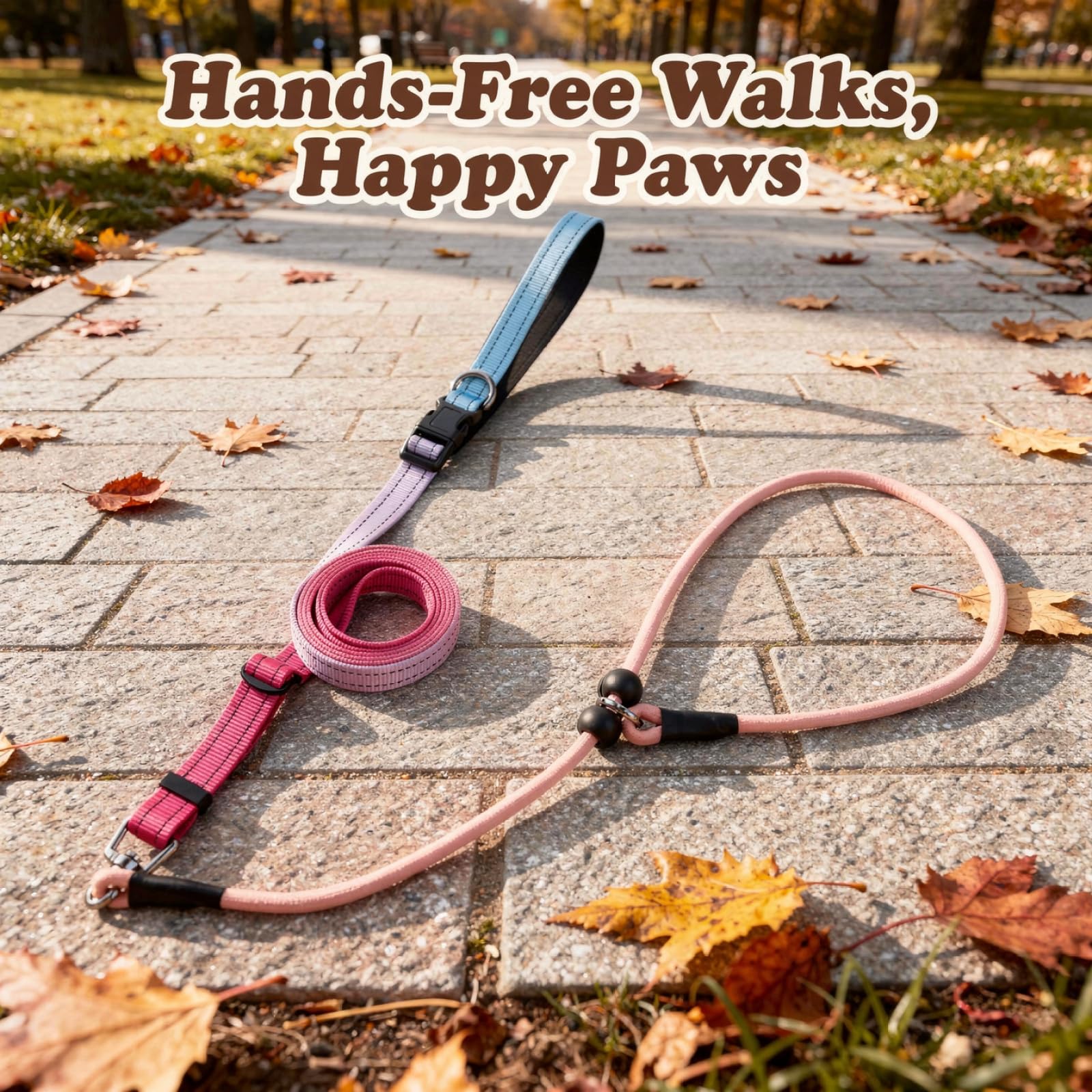 Laisse Mains Libres pour Chien, dégradé Bleu Rose, Laisse coulissante pour l'éducation à la Marche, Design P, Boucle à Ressort, réfléchissante, Corde Nylon réglable de 55,1 à 90,6 in