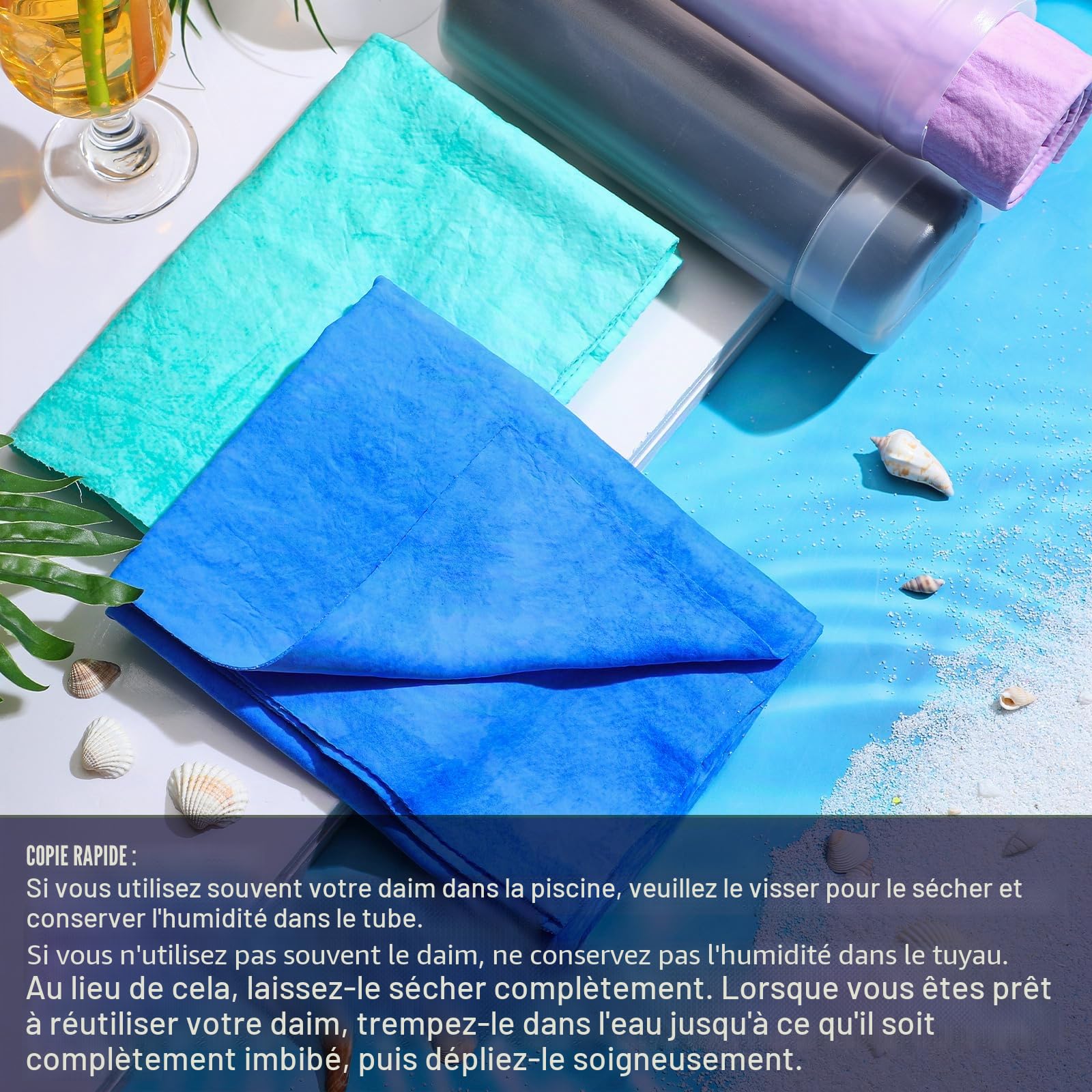 Tisancy Lot de 4 serviettes de natation en chamois pour plongée, natation, triathlon et autres sports nautiques (66 x 43,2 cm, bleu, vert, gris foncé, violet)