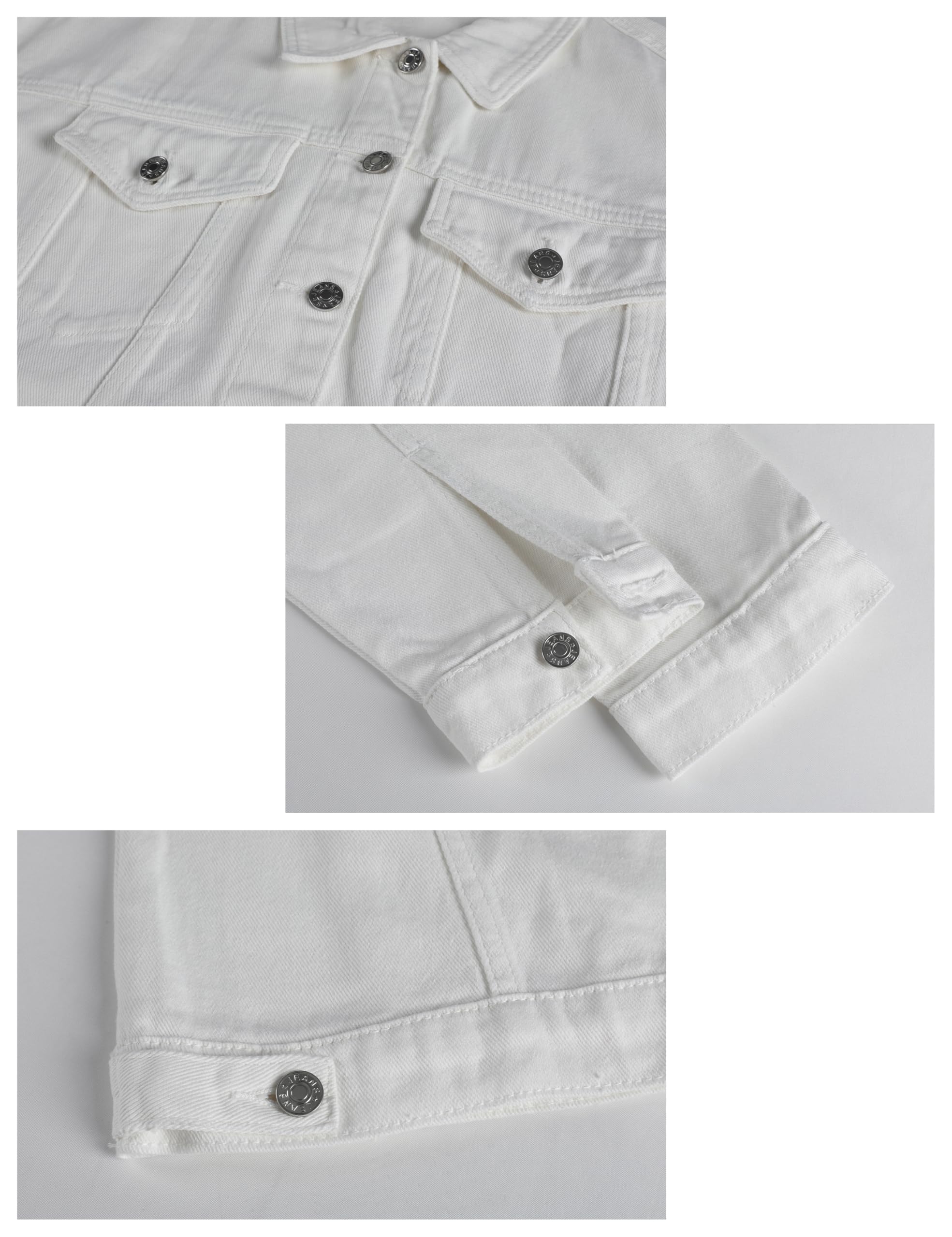 Omoone Women's Oversized Mid Long Denim Jacket Jean Biker Coat: Large White