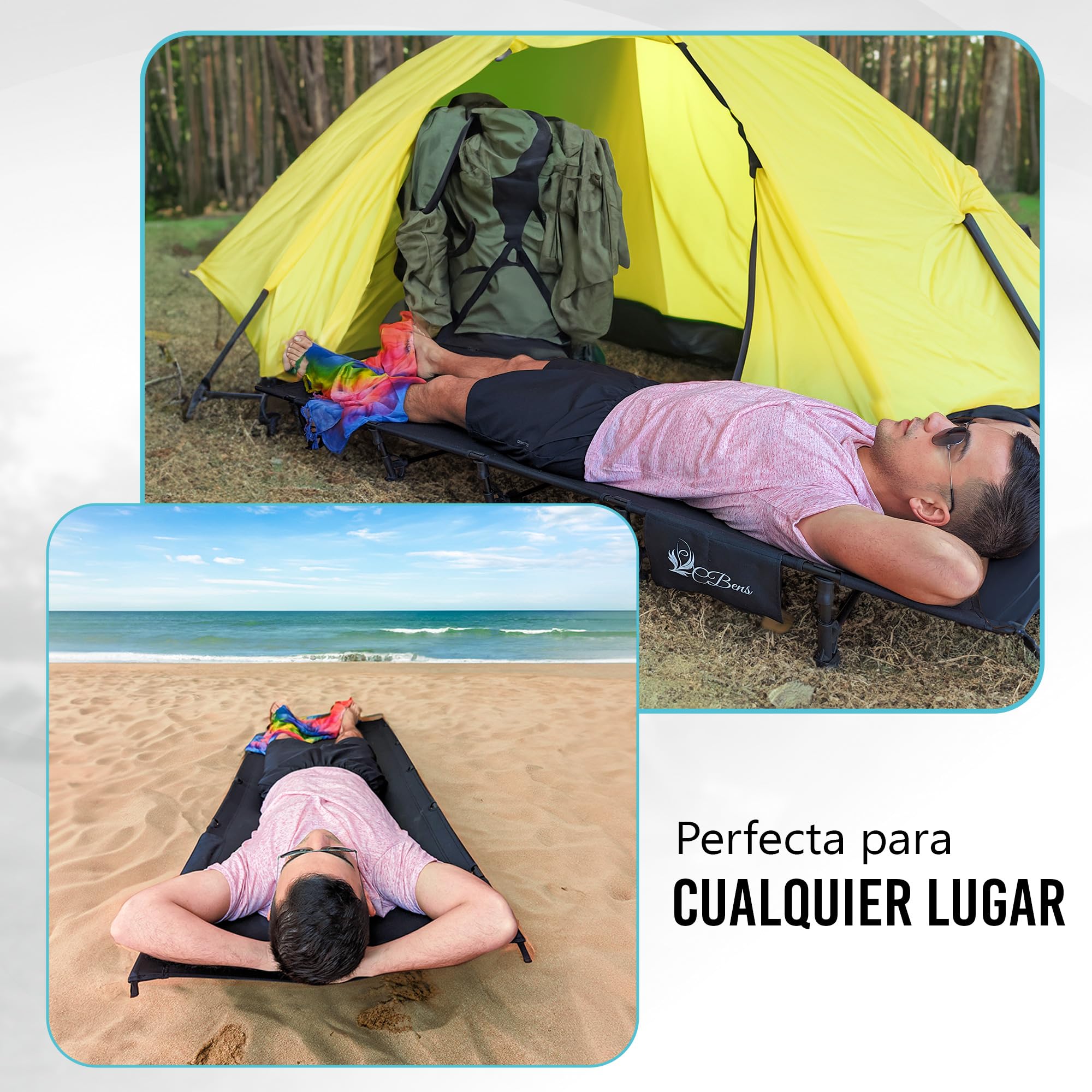 Cama Plegable Camping Ultraligera Portable - Tumbonas jardín Exterior - Hamaca Plegable Playa - Tumbona Plegable terraza - Tumbona Playa portátil
