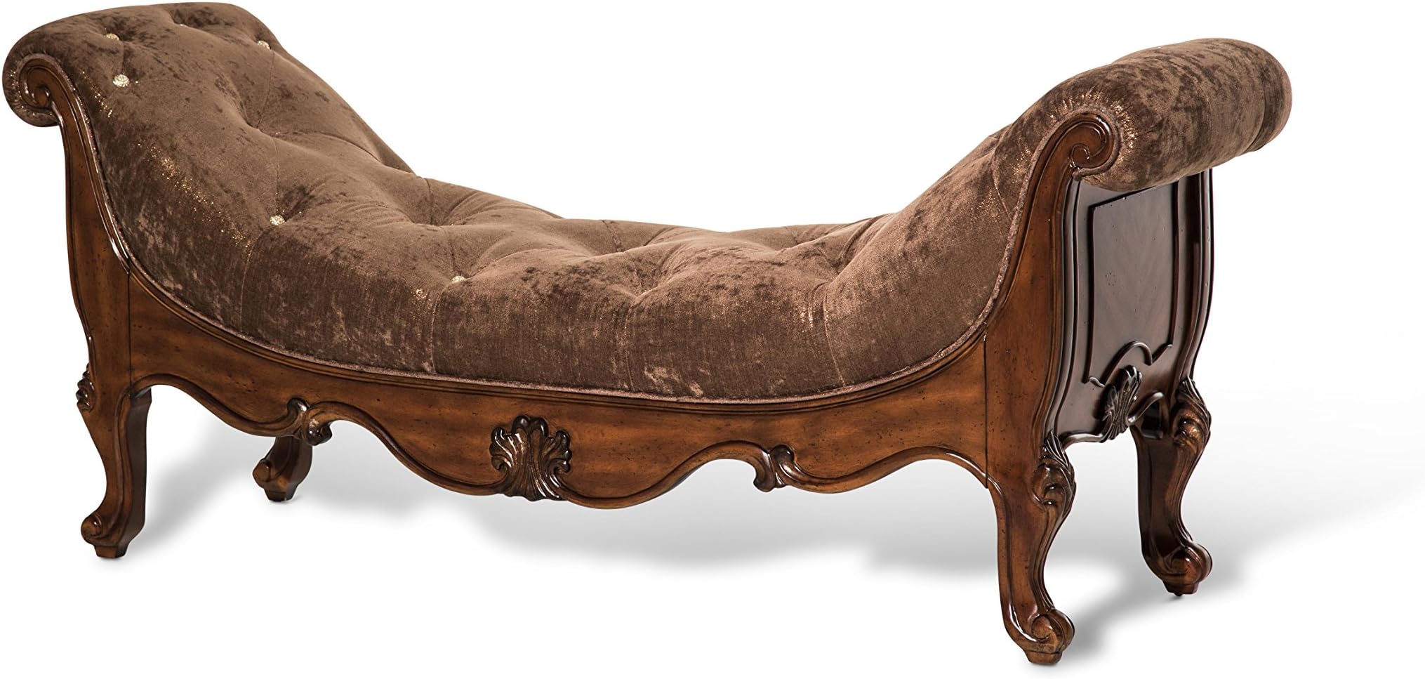 Michael Amini Platine de Royale Non-Storage Bed Bench, Light Espresso