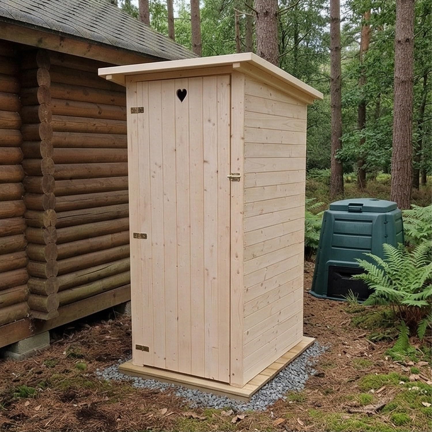 Cabine toilette sèche artisanale extérieur + abattant, seau et sciure 20 L