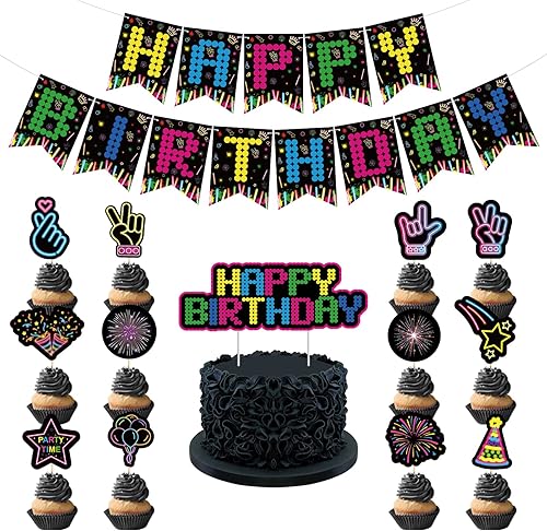 Miniatura 9 de 231 piezas de suministros de fiesta de neón que brillan en la oscuridad, decoraciones de fiesta de luz negra, juego de vajilla para fiesta, platos,