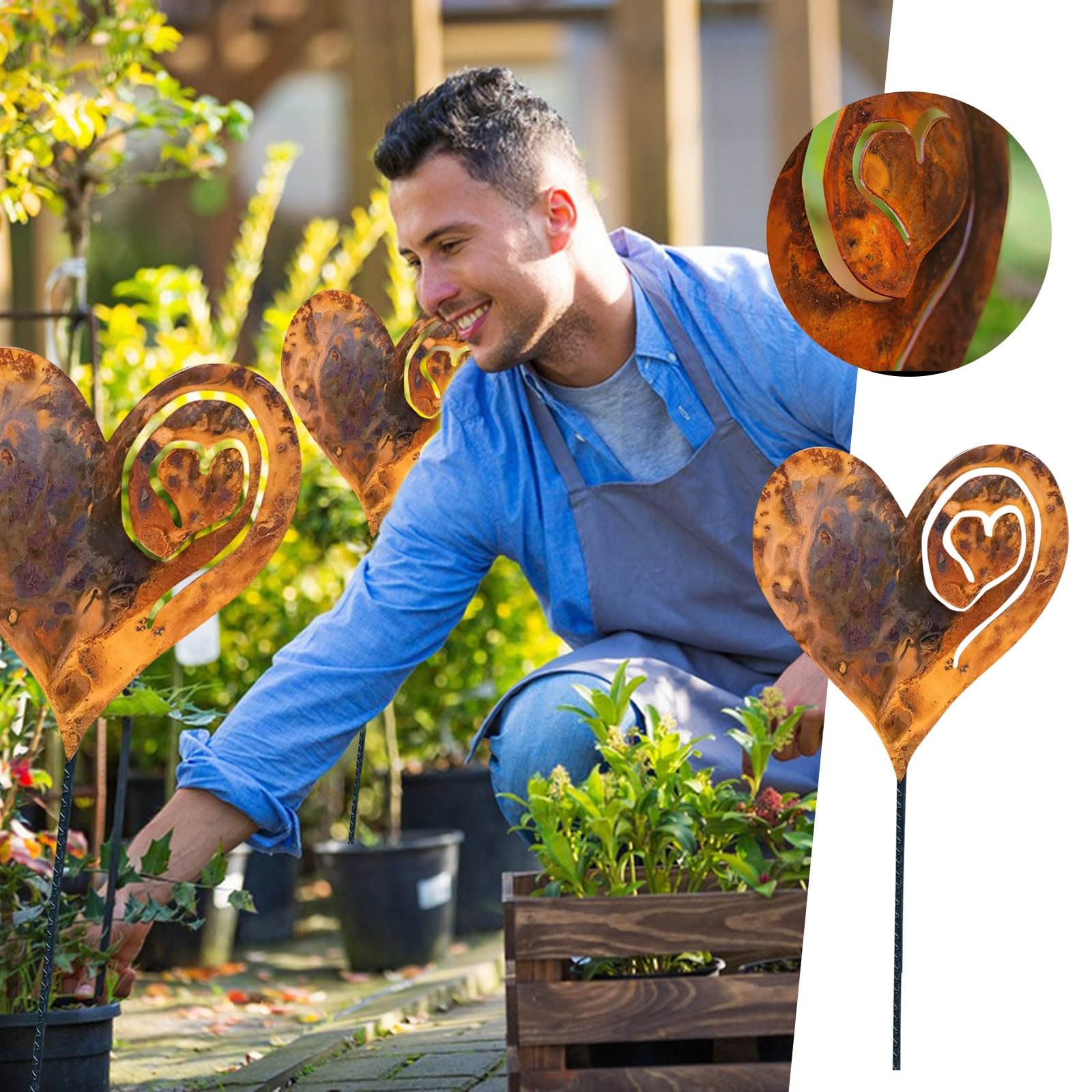 Gartendeko Roststecker Rost Herzen Stecker Gartenstecker Dekostecker Rost Gartendeko Garten Roststecker Metallstecker Frühling Rost Metall Garten
