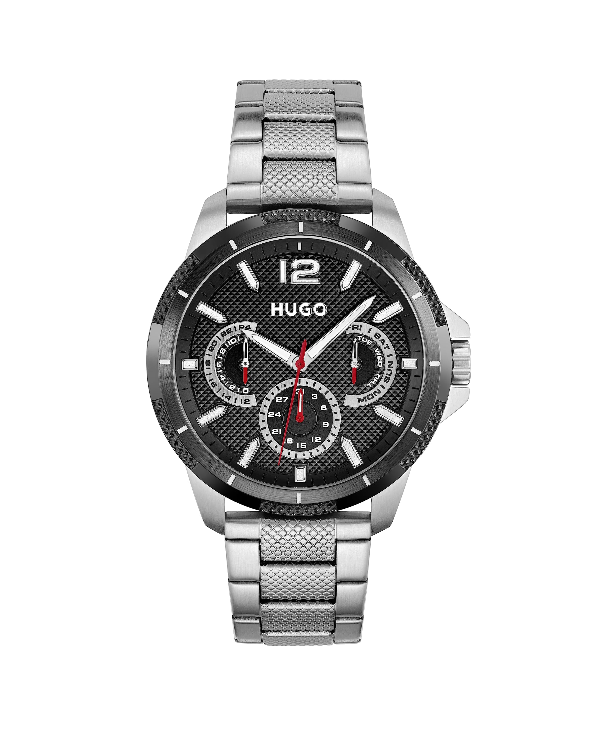 HUGO Orologio analogico multifunzione al quarzo da uomo con cinturino in acciaio inossidabile argentato - 1530131