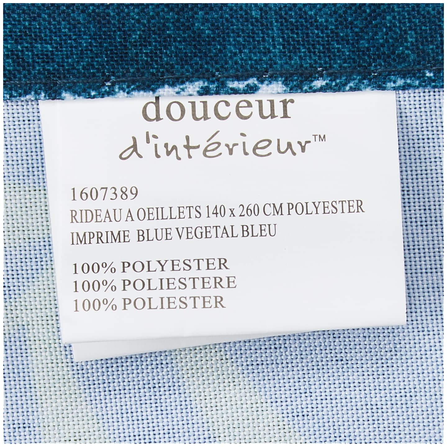 Douceur d'Intérieur 1 Curtain with Eyelets Blue Vegetal 140 x 260 cm, Blue Vegetal Blue, W 55.1" x L 102.4" (1 Panels) - Image 4