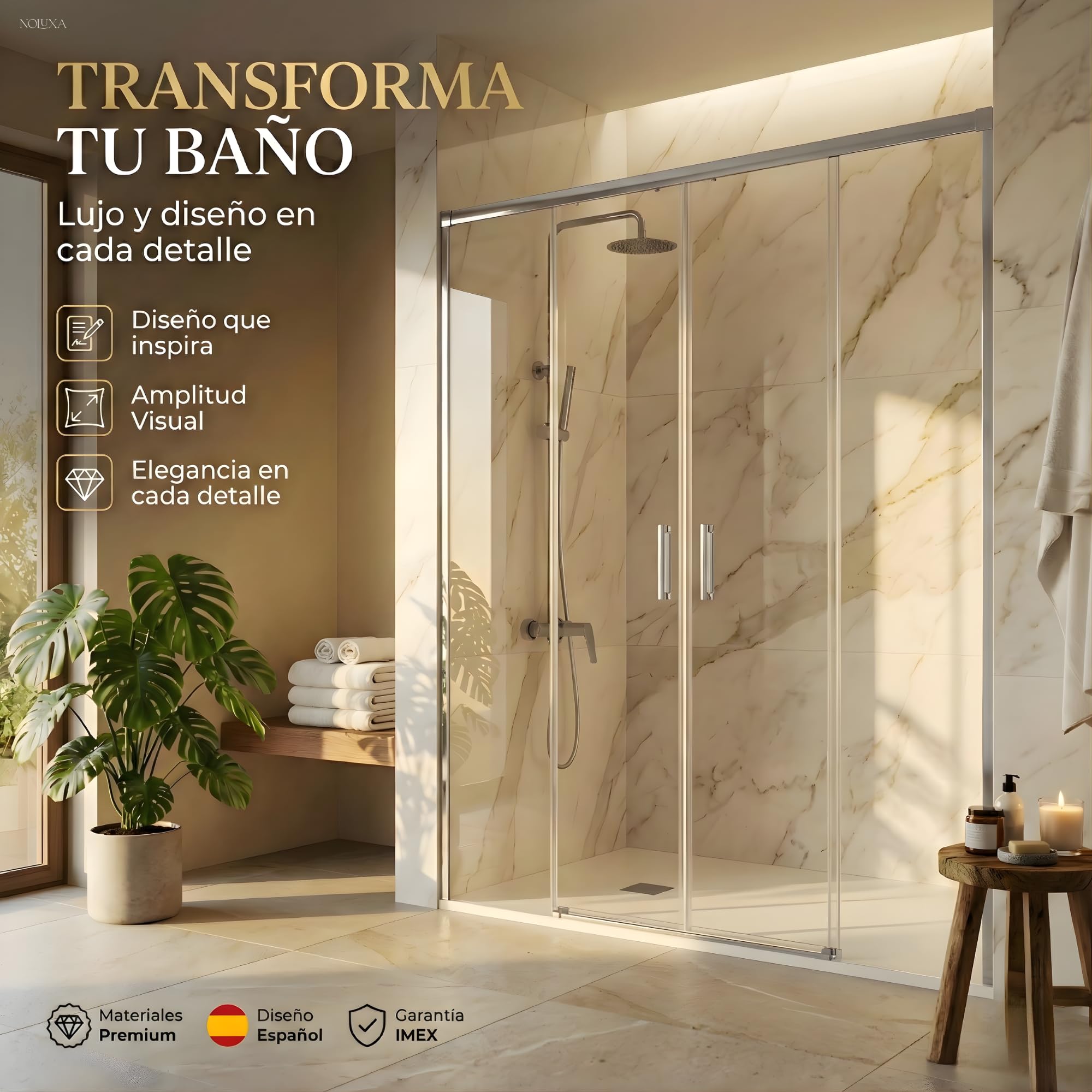 IMEX - Mampara Ducha Dos Puertas Frontal 2 Fijas + 2 Correderas 160cm Cromada | Mampara de Cristal Reversible y Antical con Ancho Adaptable 156 a 161cm | Perfilería de Aluminio con 195cm de Altura