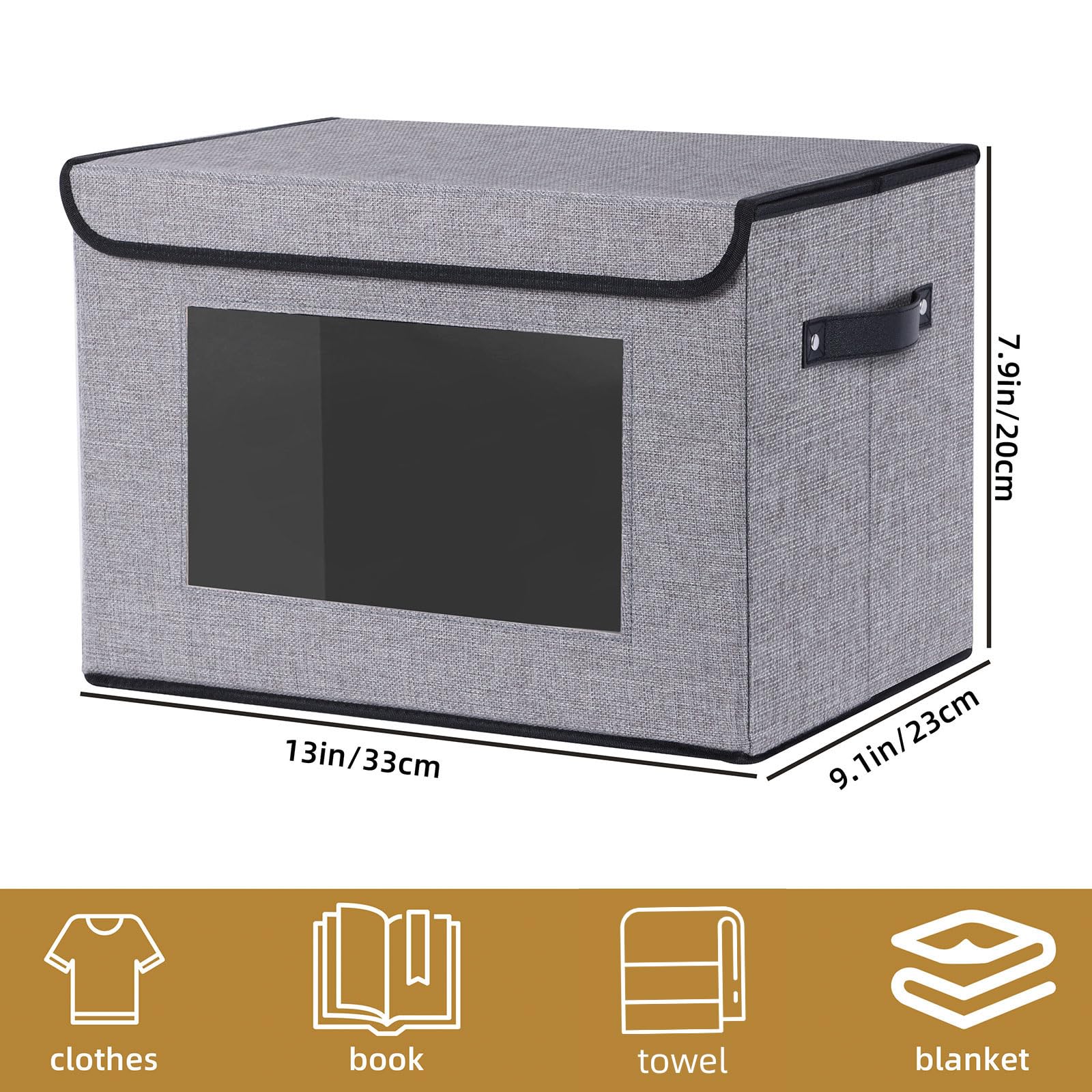 YheenLf Storage Bins with Lids, Shelf Basket with Handles - Image 4