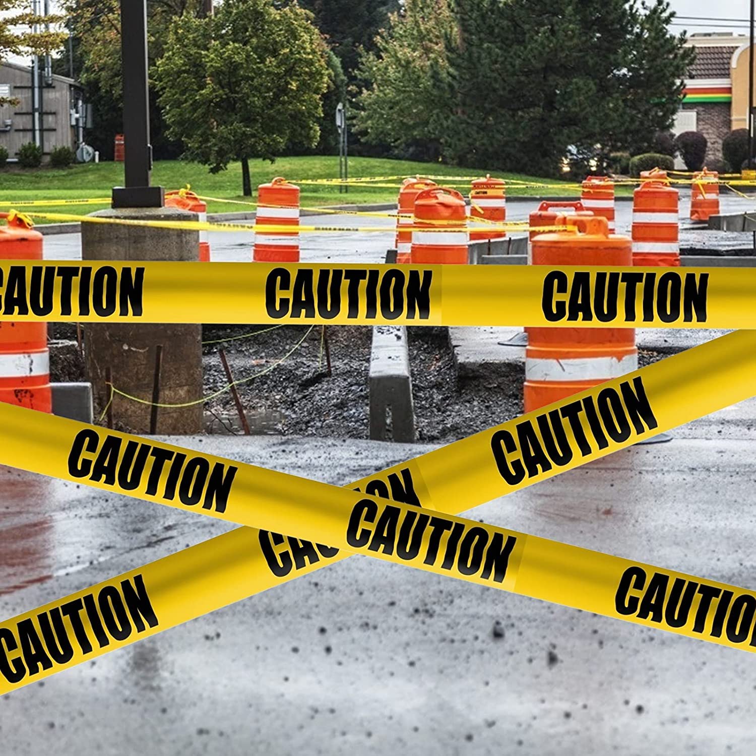 Buy Yellow Caution Tape 2 Pack, 3inch x 1000 ft, Halloween Decoration