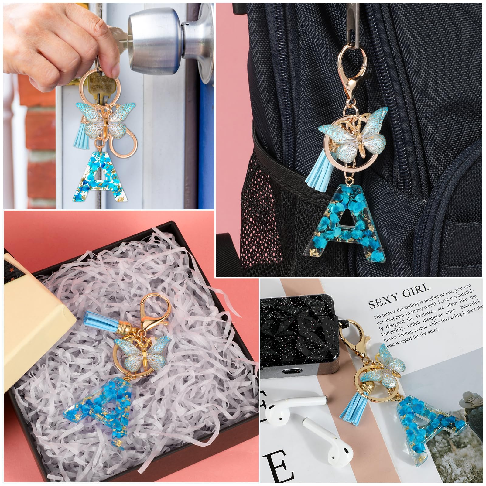 MWOOT Letter Keychain Iniziale Portachiavi Lettera K Resina