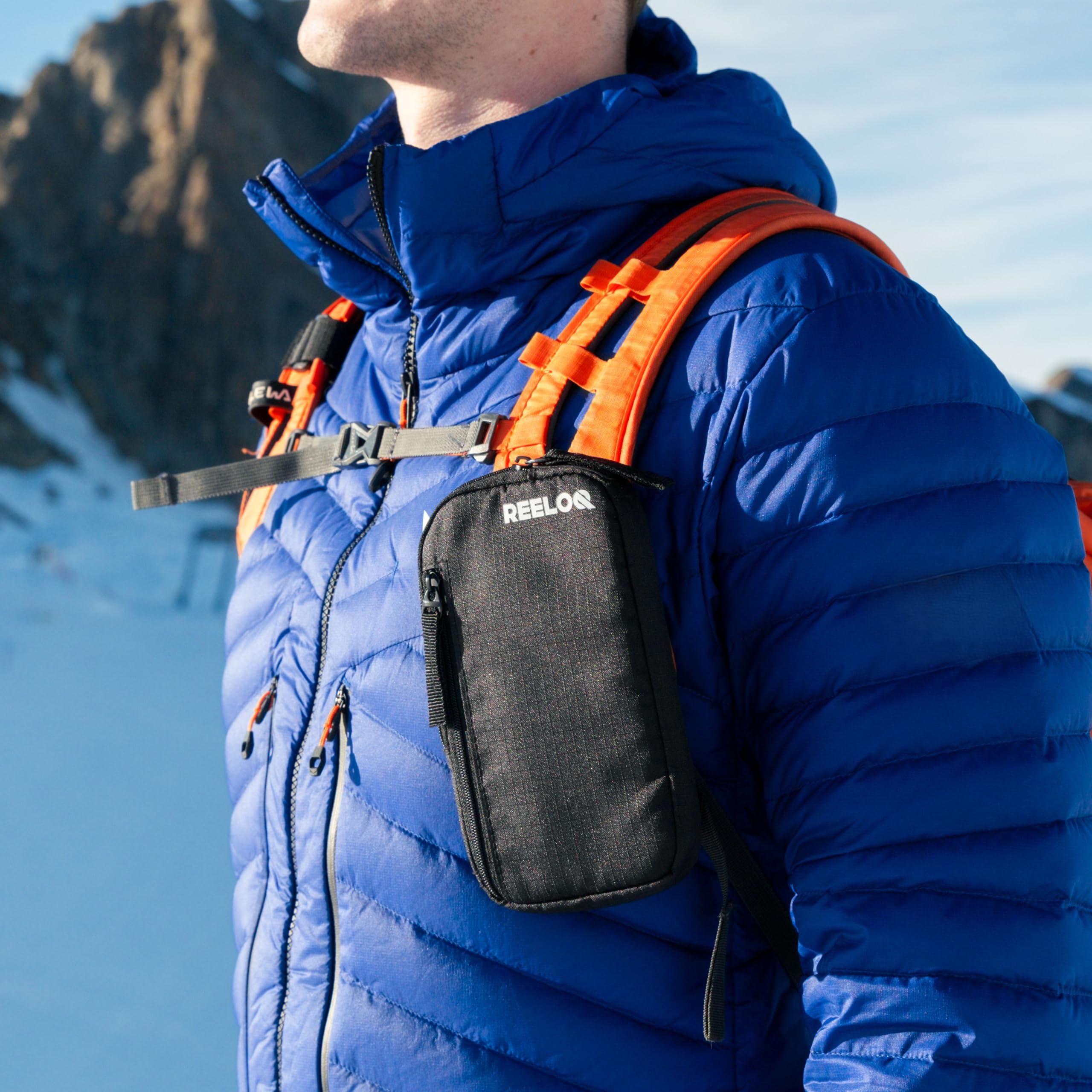 REELOQ Housse d'hiver pour téléphone portable - Pour sports de plein air - Se monte sur un sac à dos pour l'escalade, la randonnée, le cyclisme, le trekking - Noir - Facile à monter - Sac avec