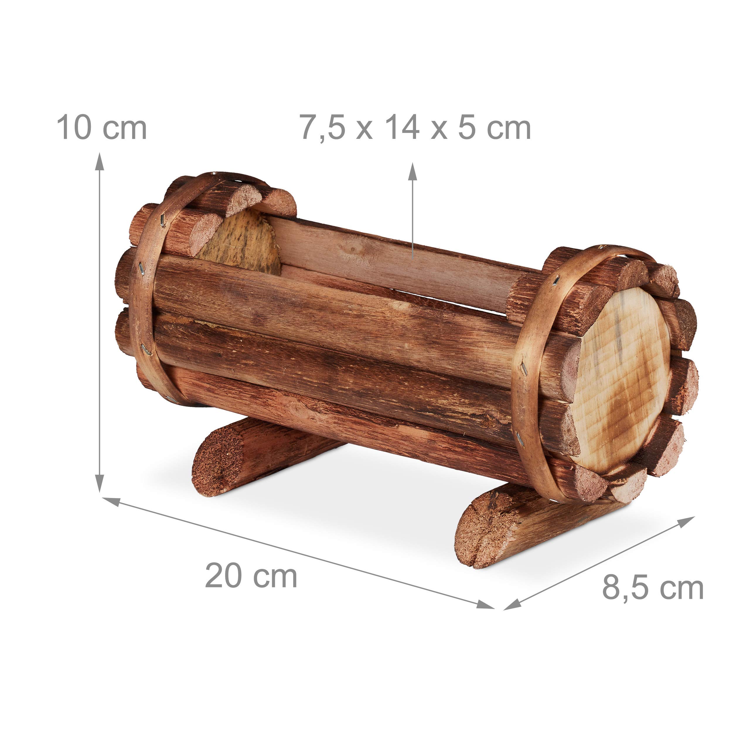 Relaxdays Vasi in Legno, Set 2 Contenitori Carriola & Mezza Botte Portafiori, Rustico, Fioriera Giardinaggio, Naturale