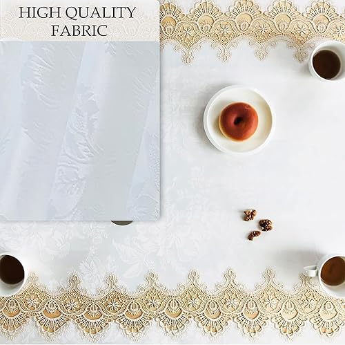 Miniatura 4 de Manteles para mesas rectangulares con encaje, decoración elegante para comedor, hogar, fiesta, cocina, Pascua, Navidad, boda, estilo granja,