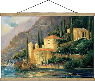 Bilderwelten Quadro Tessuto Campagna Italiana - Country House - Orizzontale 2:3, 23.5 x 35cm, Legno di Quercia