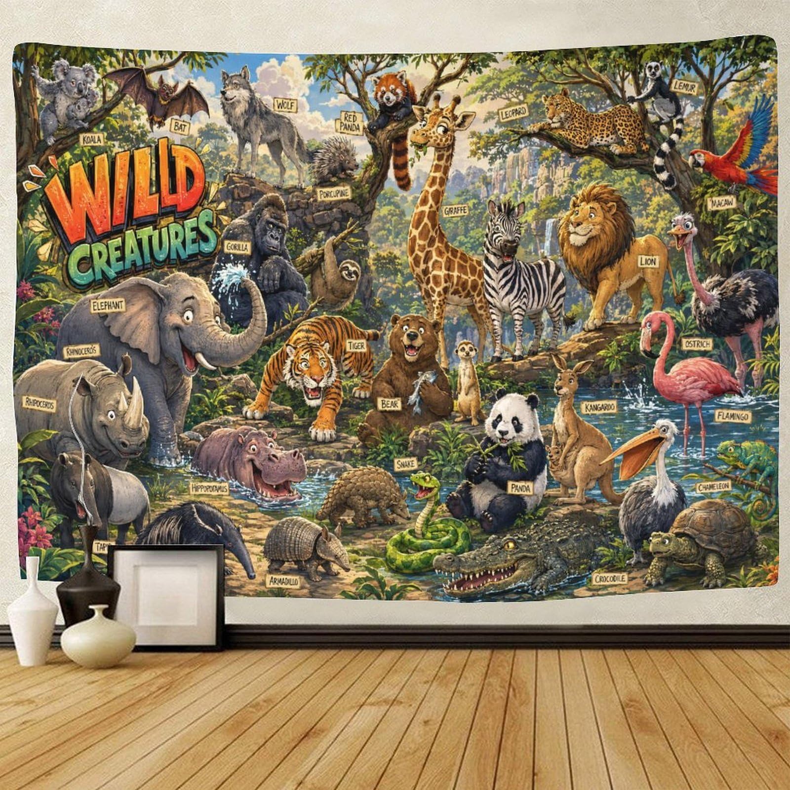 GPMNBCXZK Forest Animal Kingdom Wall Tapestry 3D Print Wall Hanging Decor Tapestries Poster Home Decoration Living Room Dorm 130cmx150cm