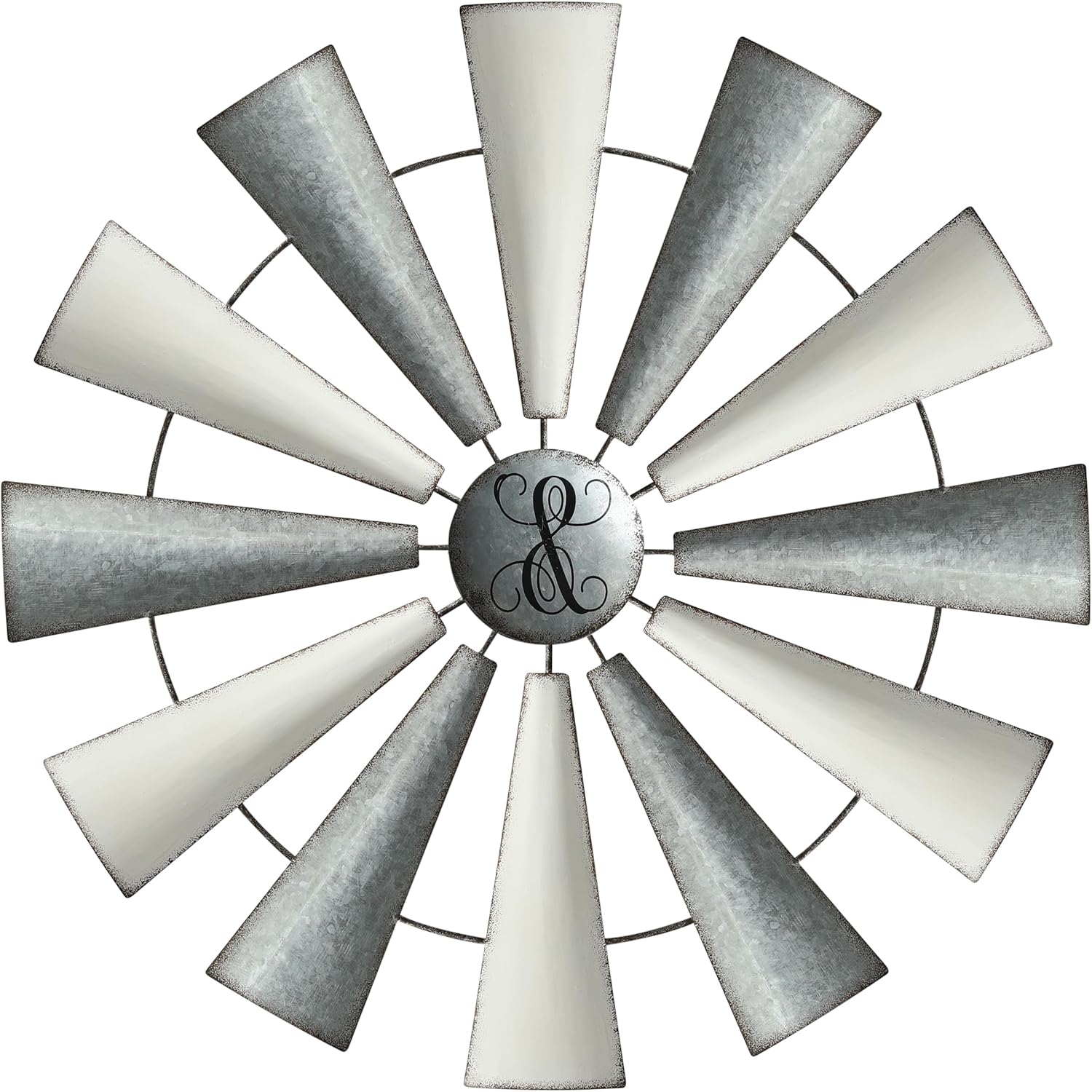 COLLECTIVE HOME - Monogram Metal Windmill, Galvanized Hanging Wall Decor, Farmhouse Wall Sculpture, 22 Inch Wall Art for Office Living Room Bedroom (&)