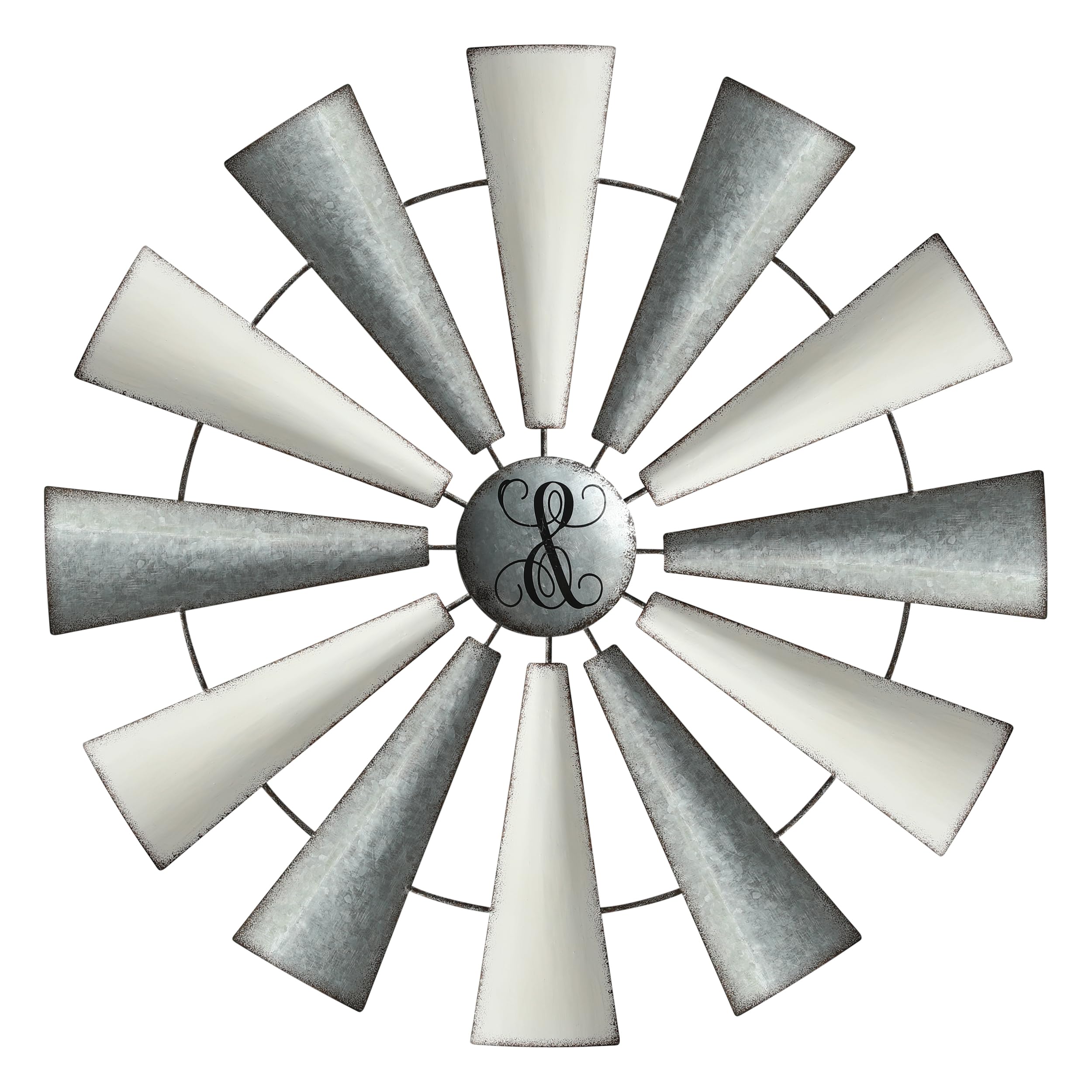 COLLECTIVE HOME - Monogram Metal Windmill, Galvanized Hanging Wall Decor, Farmhouse Wall Sculpture, 22 Inch Wall Art for Office Living Room Bedroom (letter B ) 