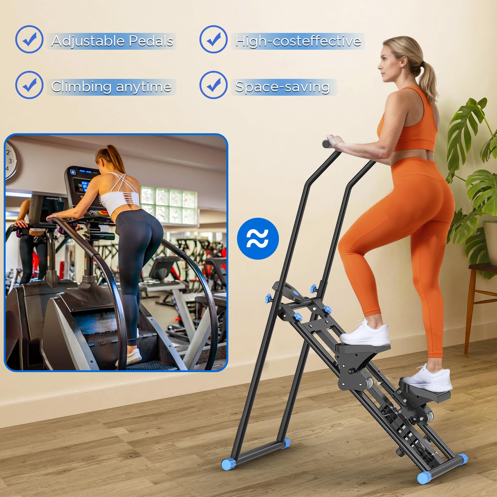 Stepper per esercizi in palestra a casa, Stair Master pieghevole, macchina per arrampicata verticale per allenamento completo del corpo con capacità di 300 libbre
