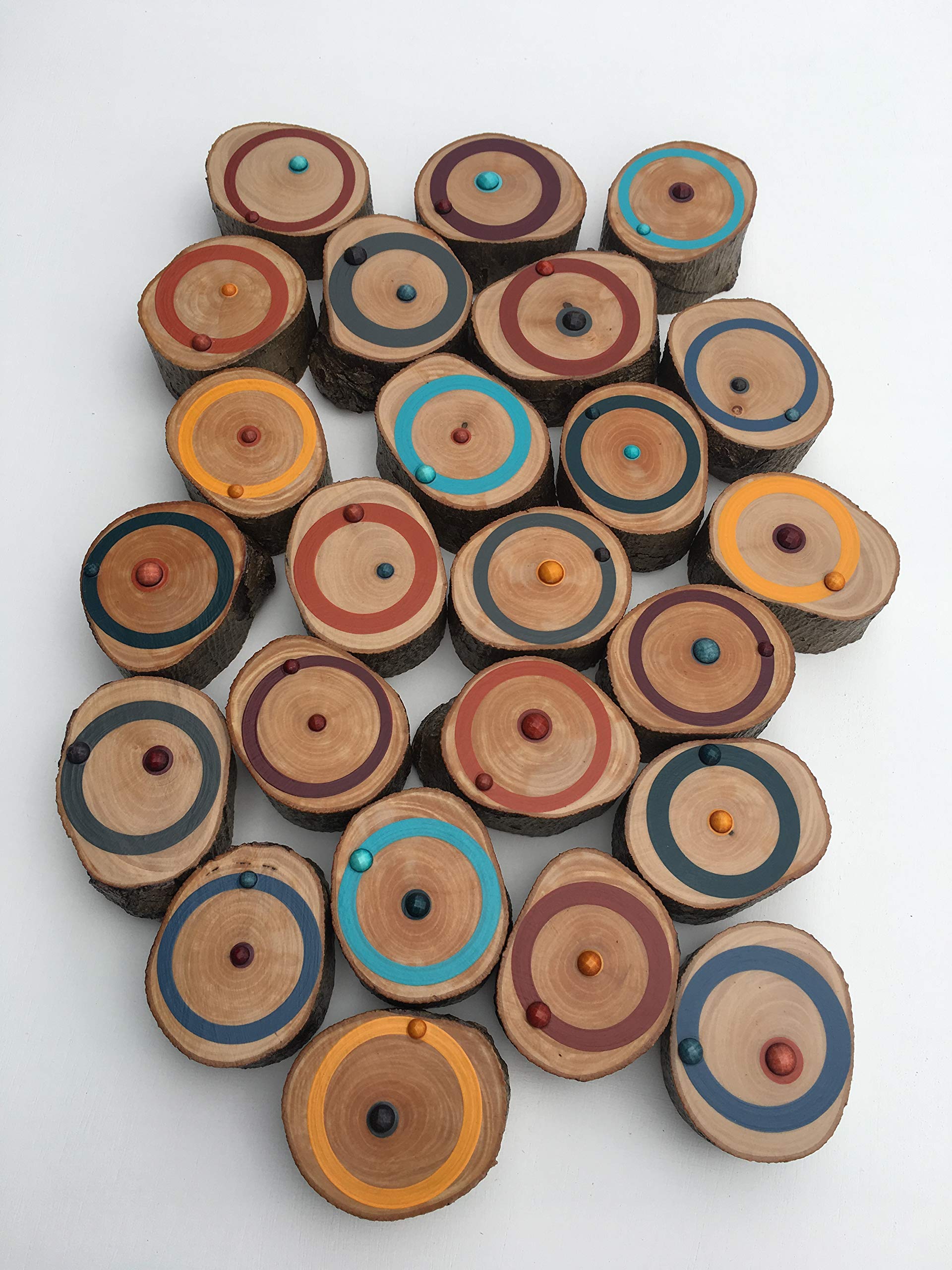 Fine Art Painted Tree Rings With A Little Bling Wood Slice Art Abstract Home Decor